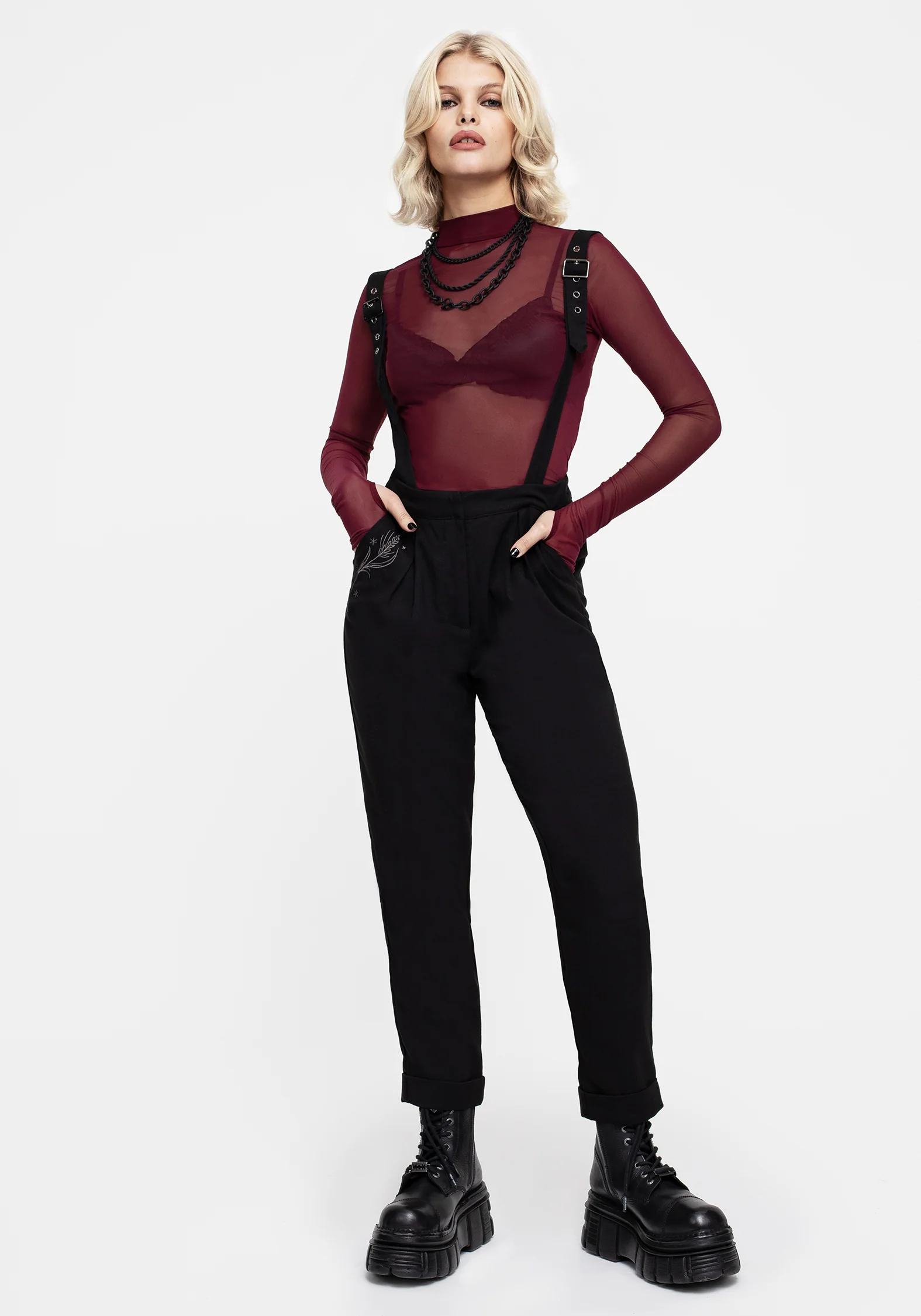 Styx Moth Embroidered Tapered Trousers - Image 5