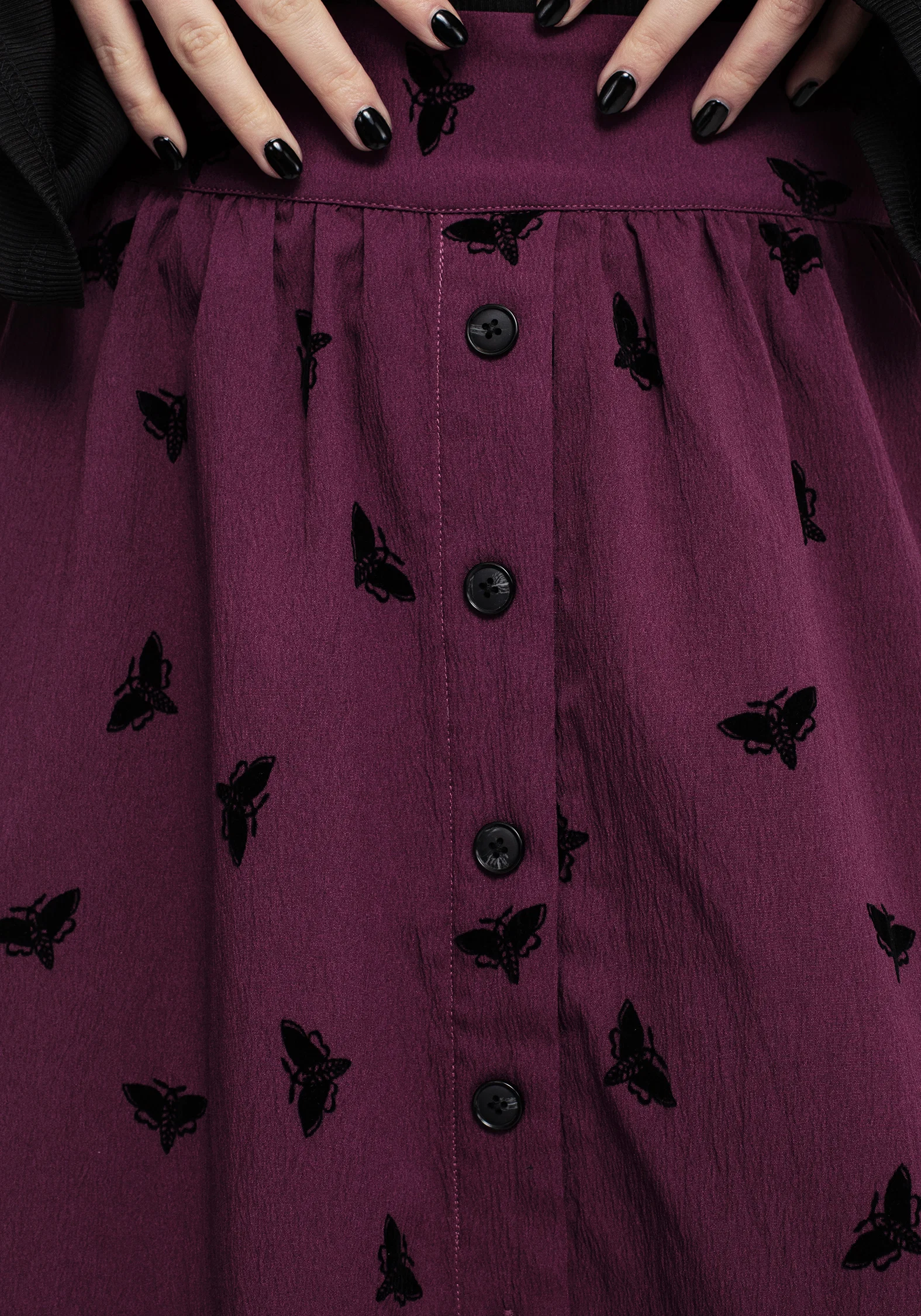Styx Moth Flocked Velour Print Midi Skirt - Image 2