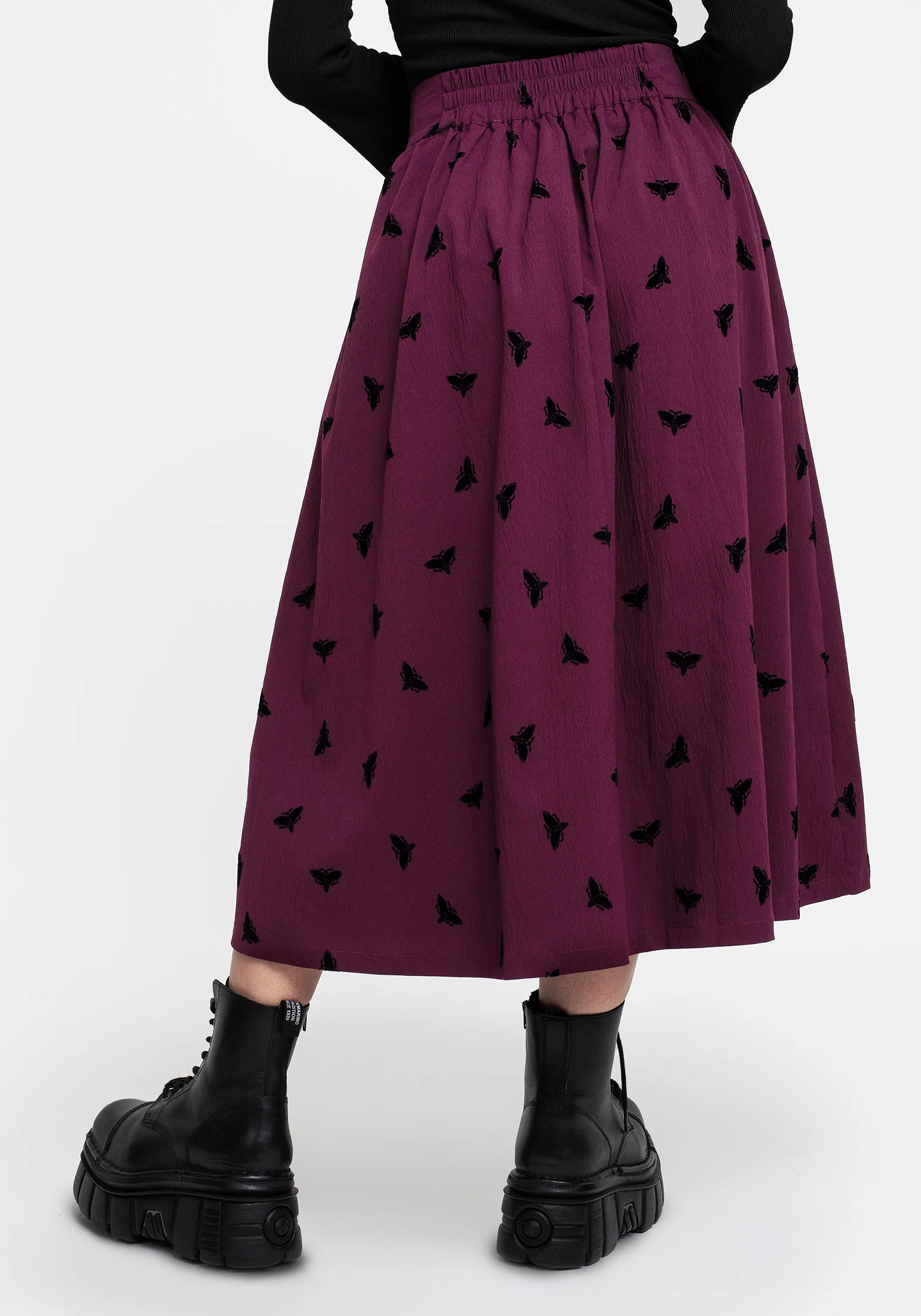 Styx Moth Flocked Velour Print Midi Skirt - Image 3