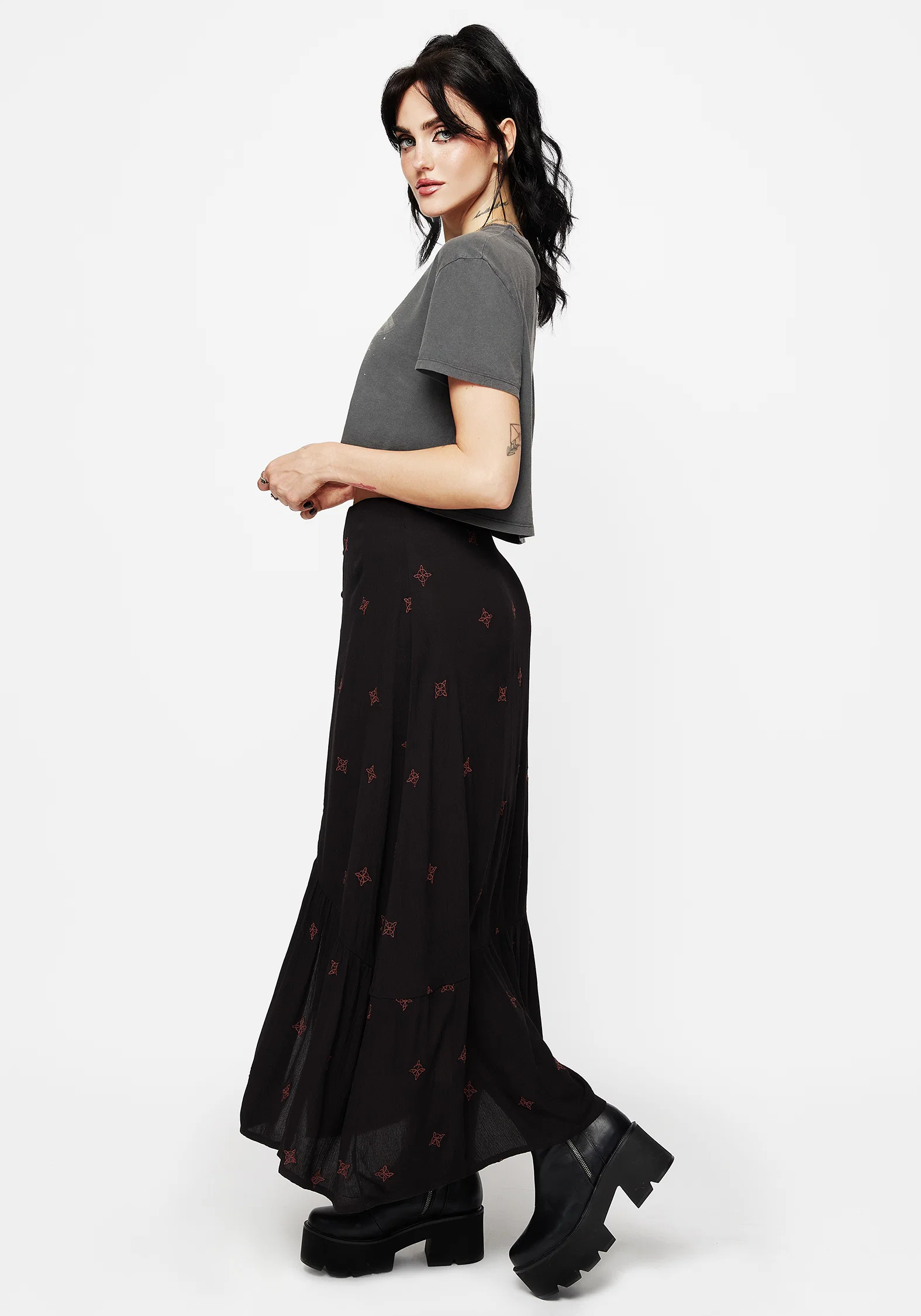 Sublime Witches Knot Embroidered Button Down Midaxi Skirt - Image 5