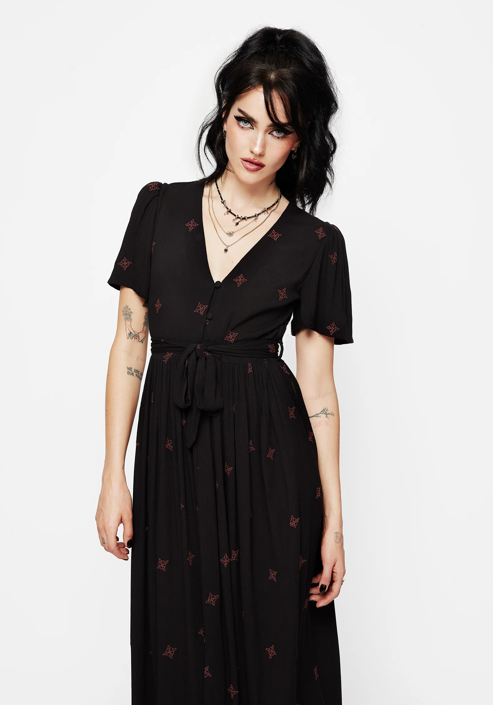 Sublime Witches Knot Embroidered Button Up Midi Dress - Image 6