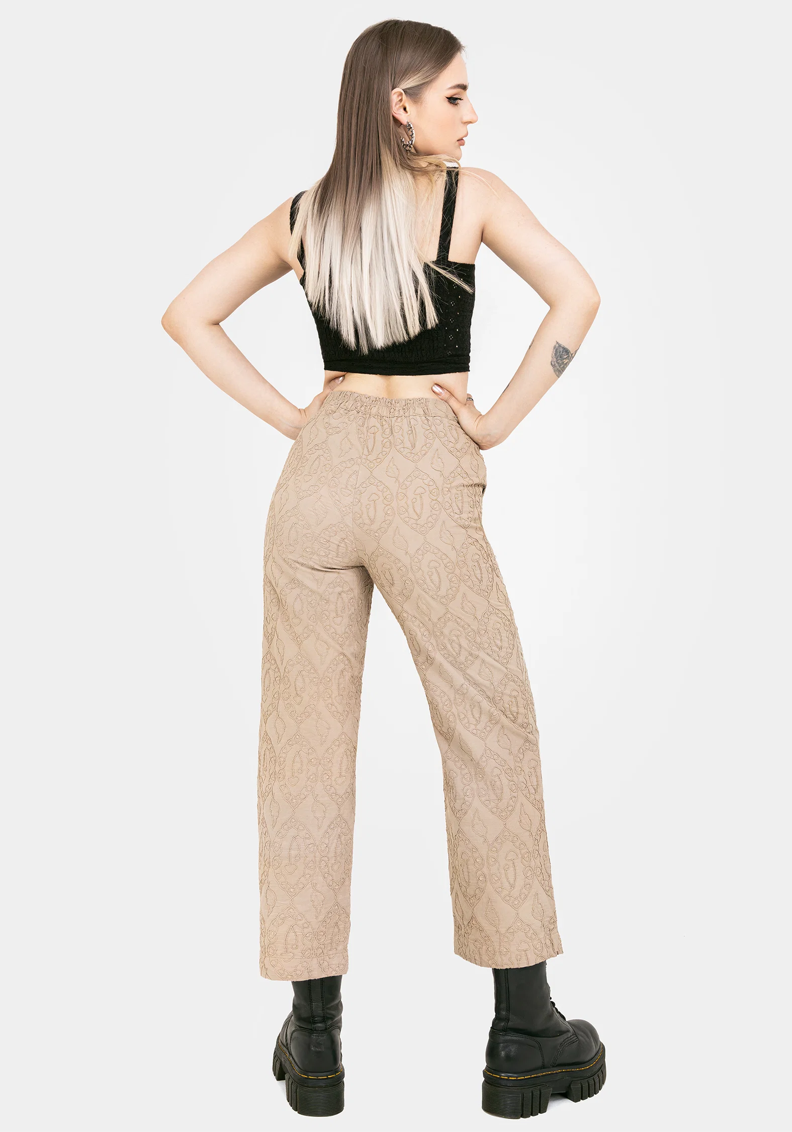 Suma Cotton Textured Pull On Tapered Trouser - Image 3