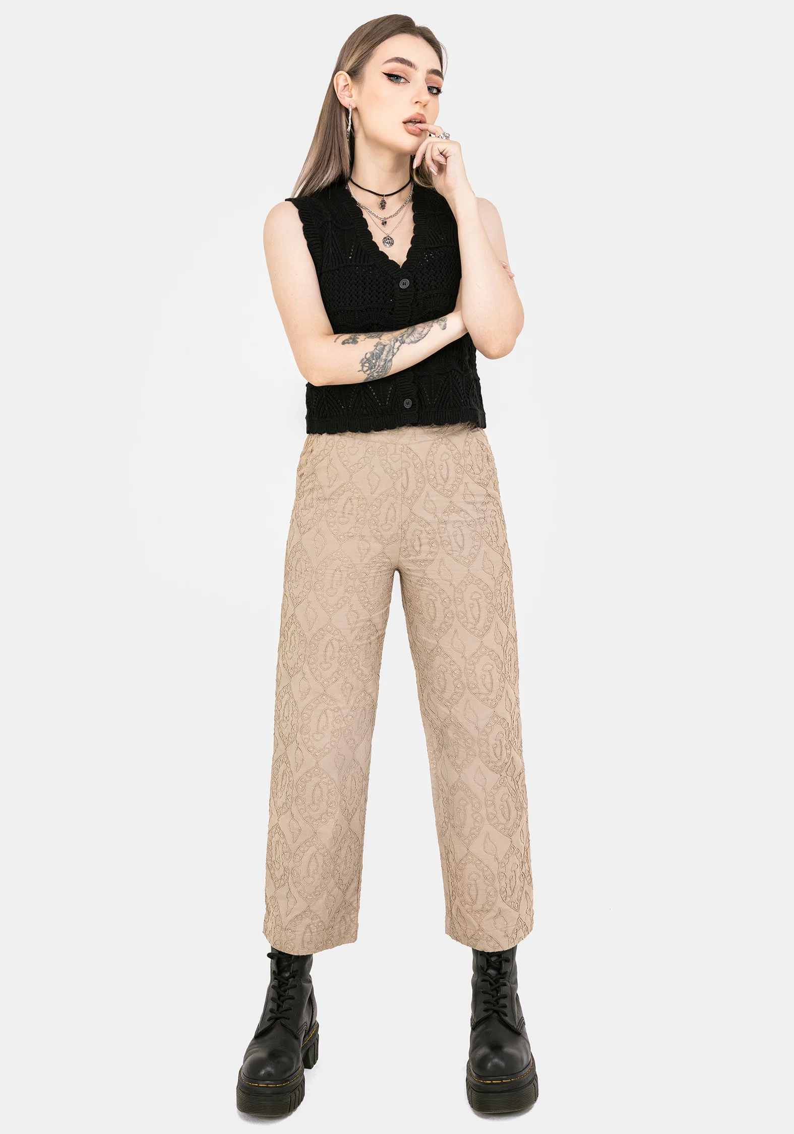 Suma Cotton Textured Pull On Tapered Trouser - Image 4