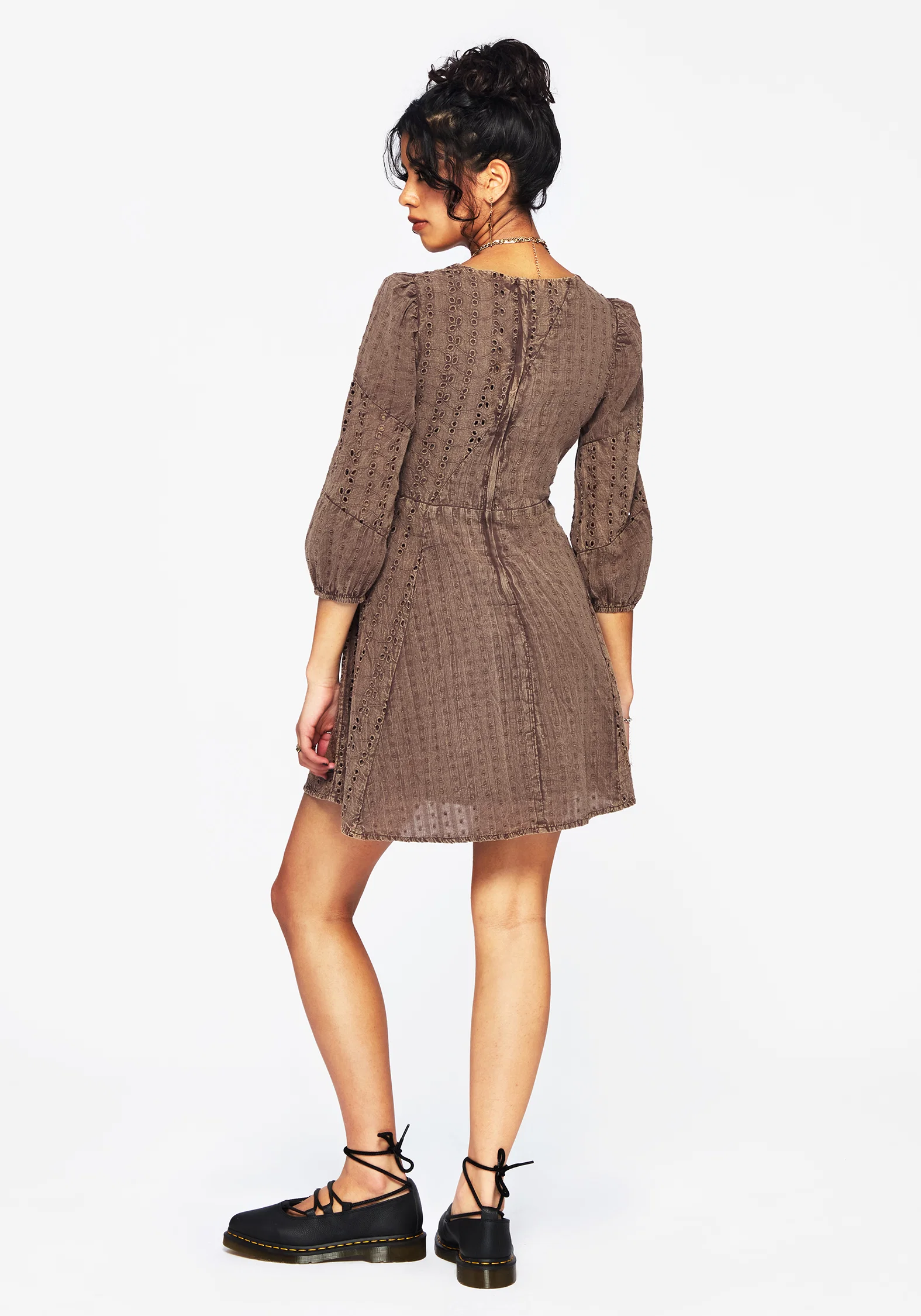 Summerisle Cotton Broderie Detail Mini Smock Dress - Image 3