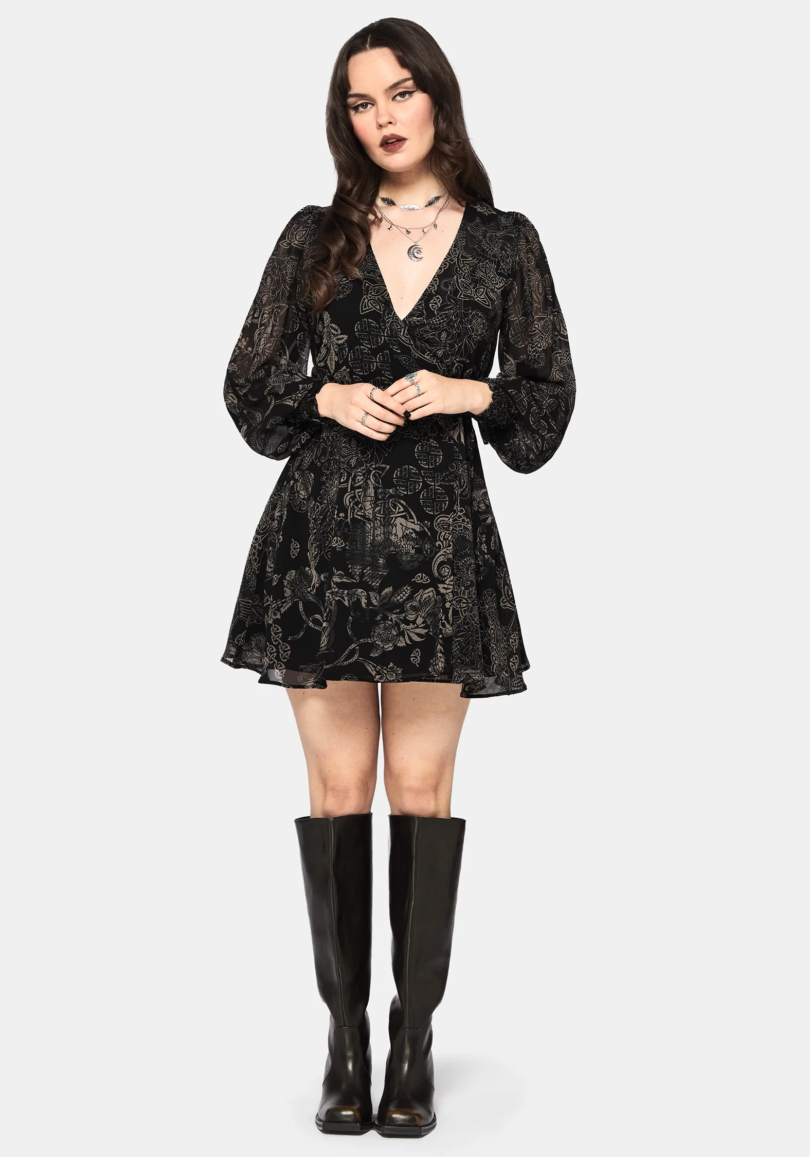Surge Celtic Print Wrap Mini Dress - Image 4