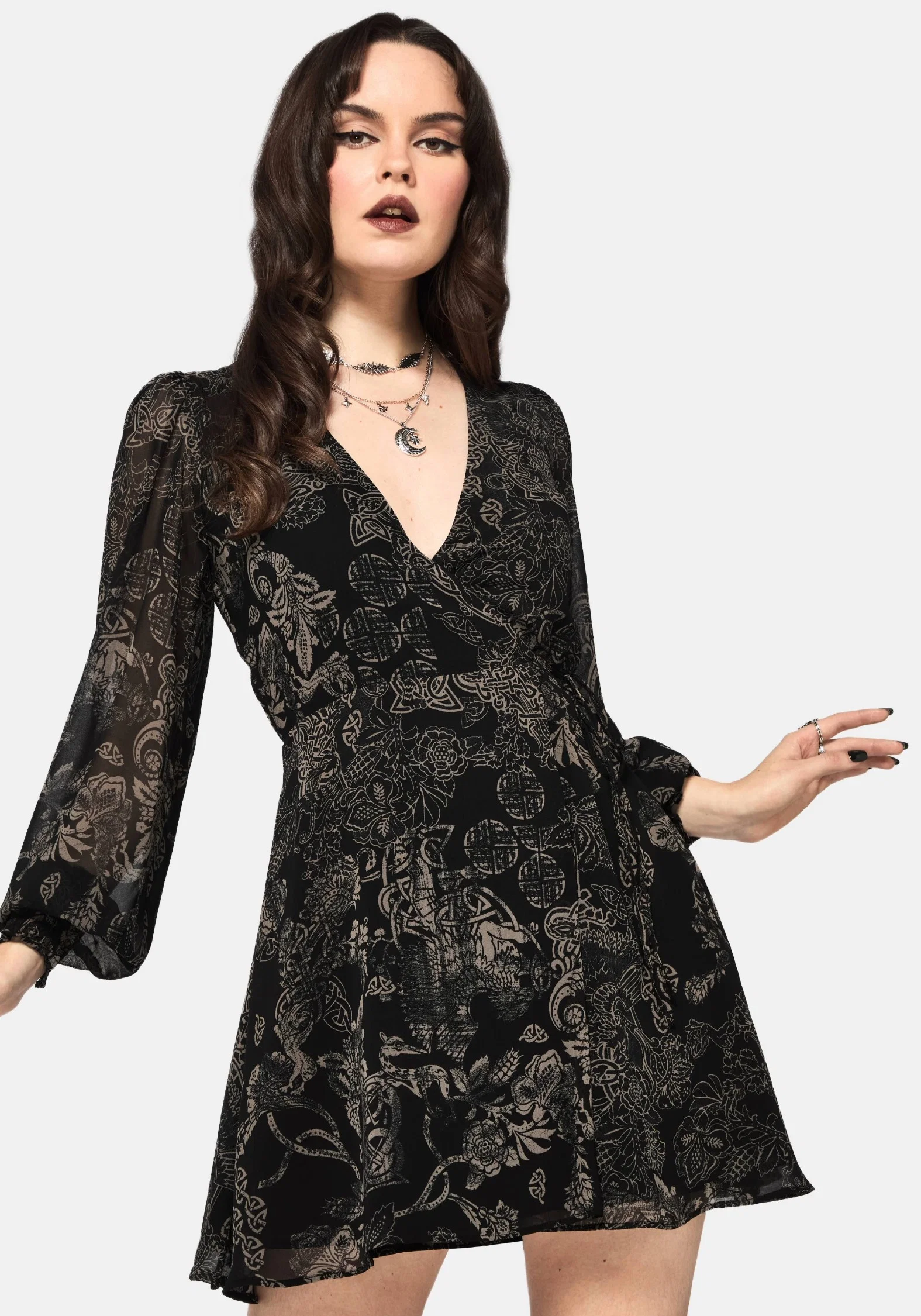 Surge Celtic Print Wrap Mini Dress - Image 5