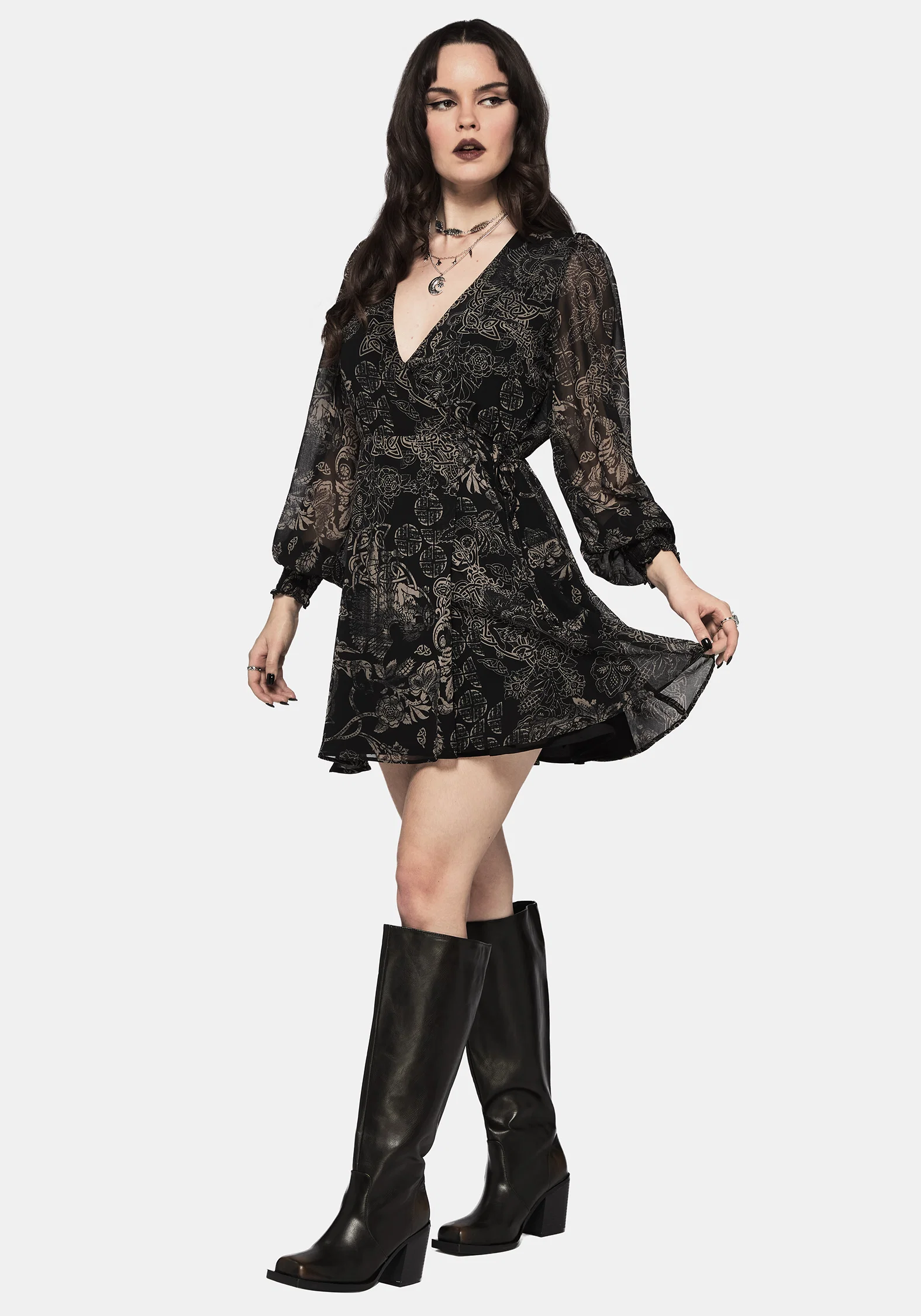 Surge Celtic Print Wrap Mini Dress - Image 6