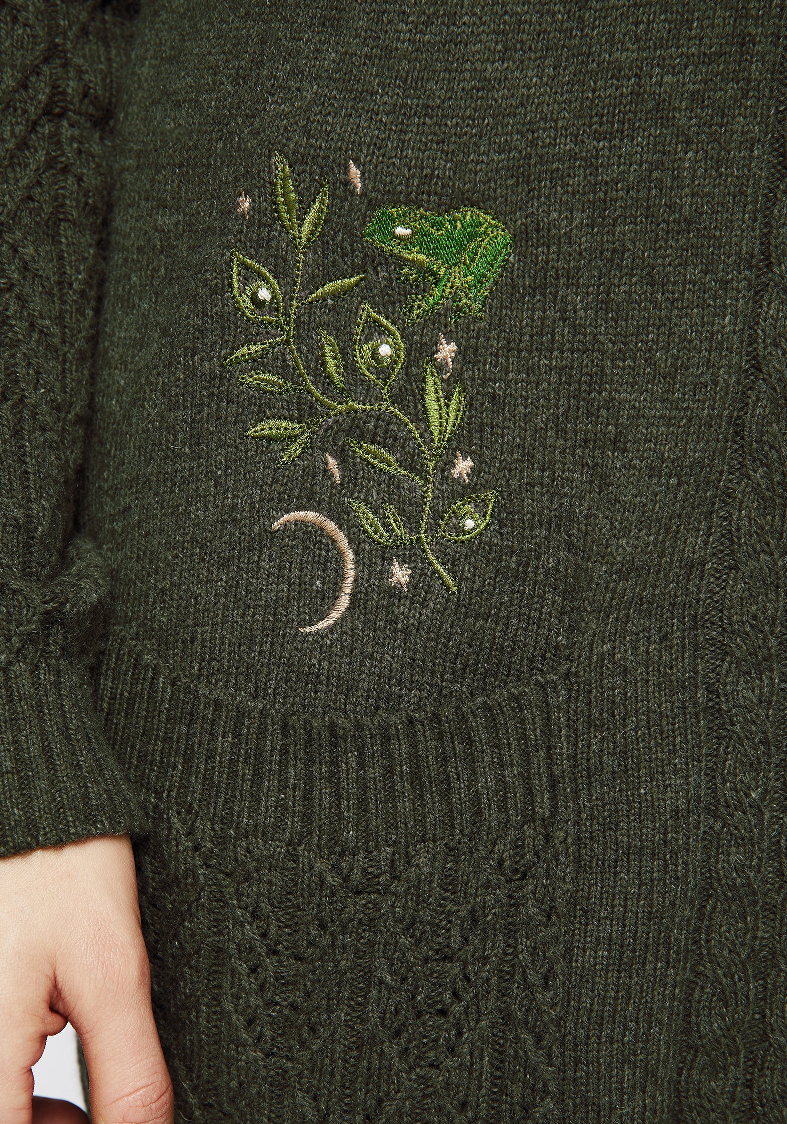 Swamplife Embroidered Cable Knit Longline Cardigan - Image 2