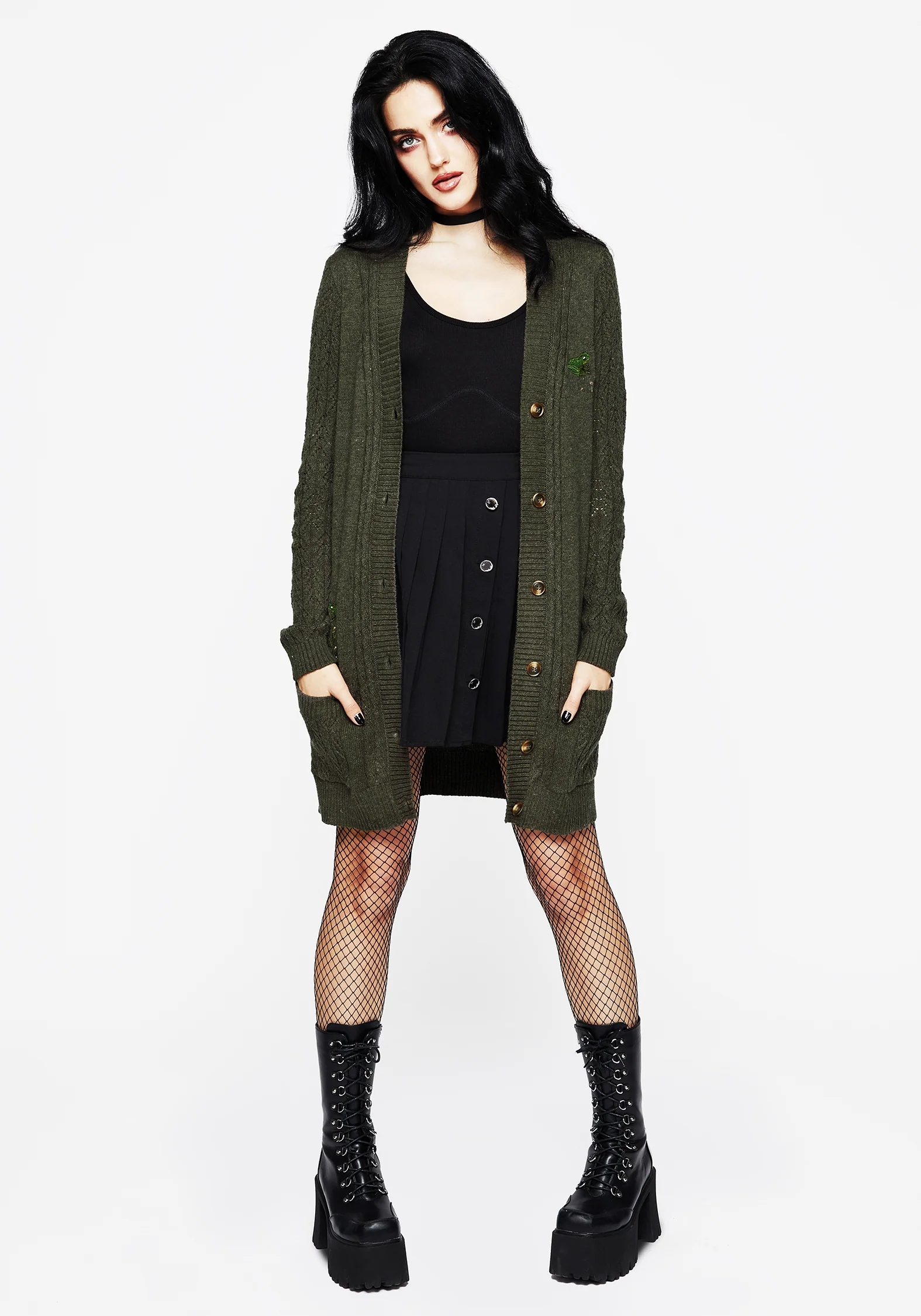 Swamplife Embroidered Cable Knit Longline Cardigan - Image 4