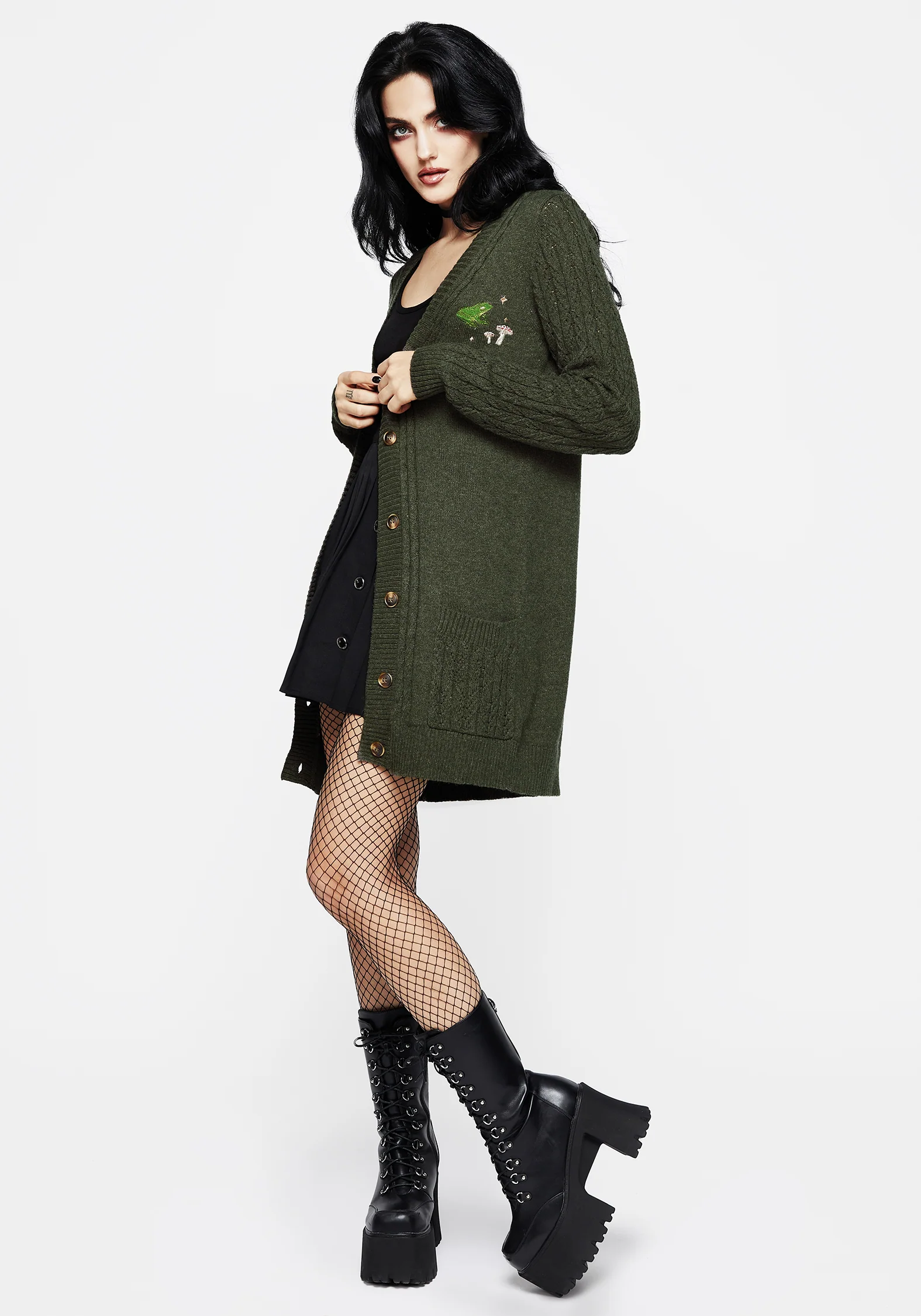 Swamplife Embroidered Cable Knit Longline Cardigan - Image 7
