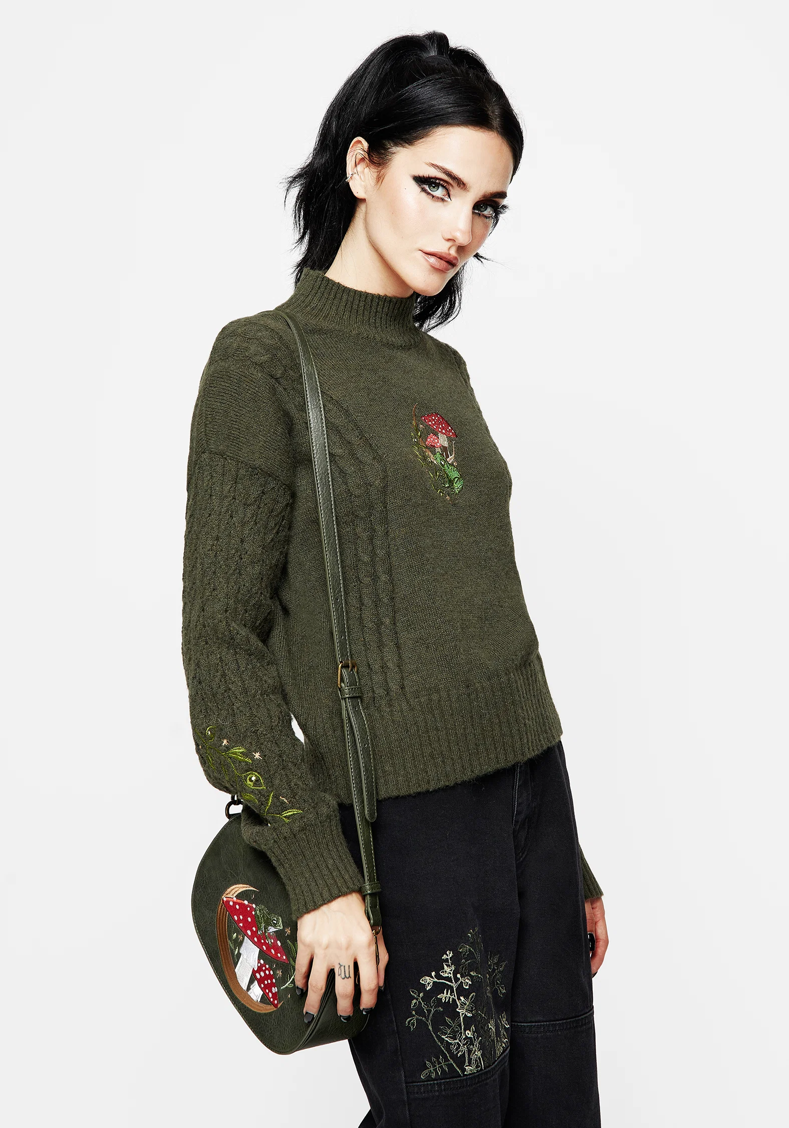 Swamplife Embroidered Cable Knit Relaxed Jumper - Image 5