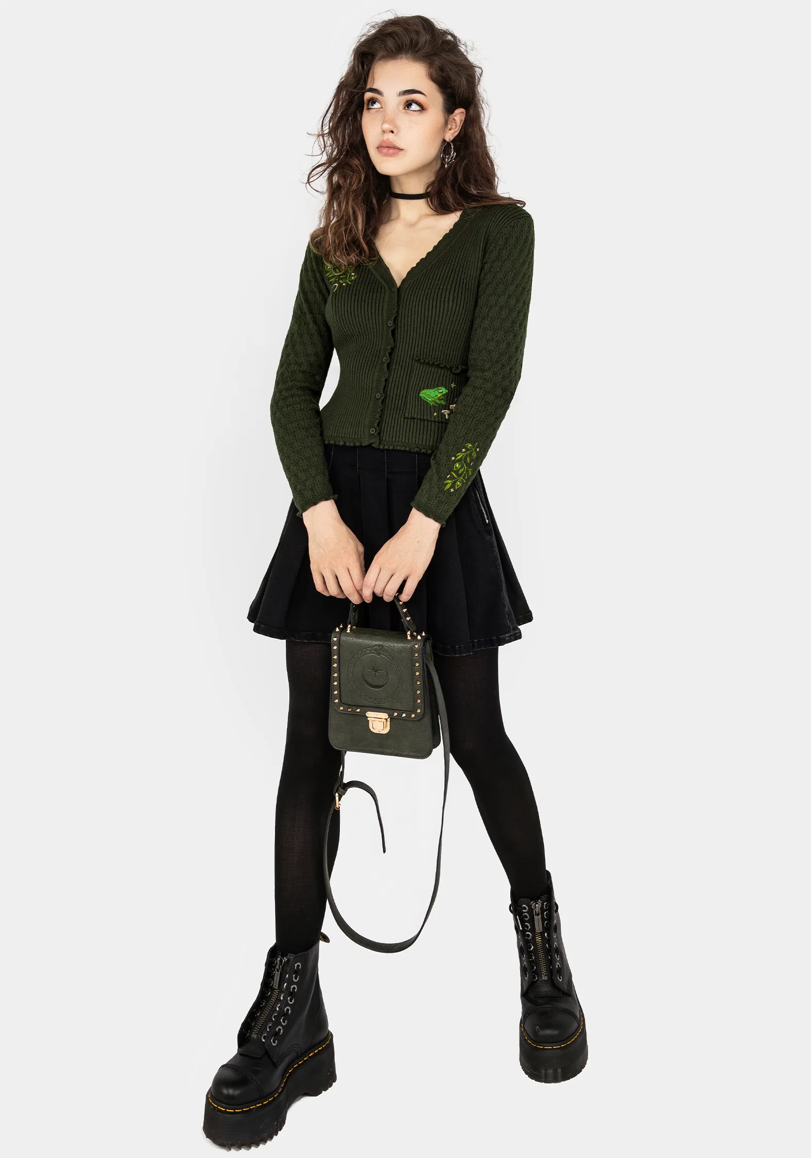 Swamplife Embroidered Pointelle Knit Crop Cardigan - Image 7