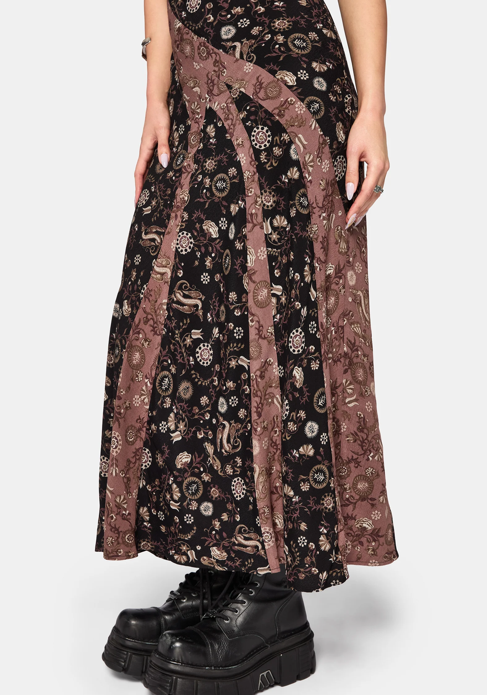 Sylra Ditsy Folk Spliced Print Asymmetric Cami Midaxi Dress - Image 6
