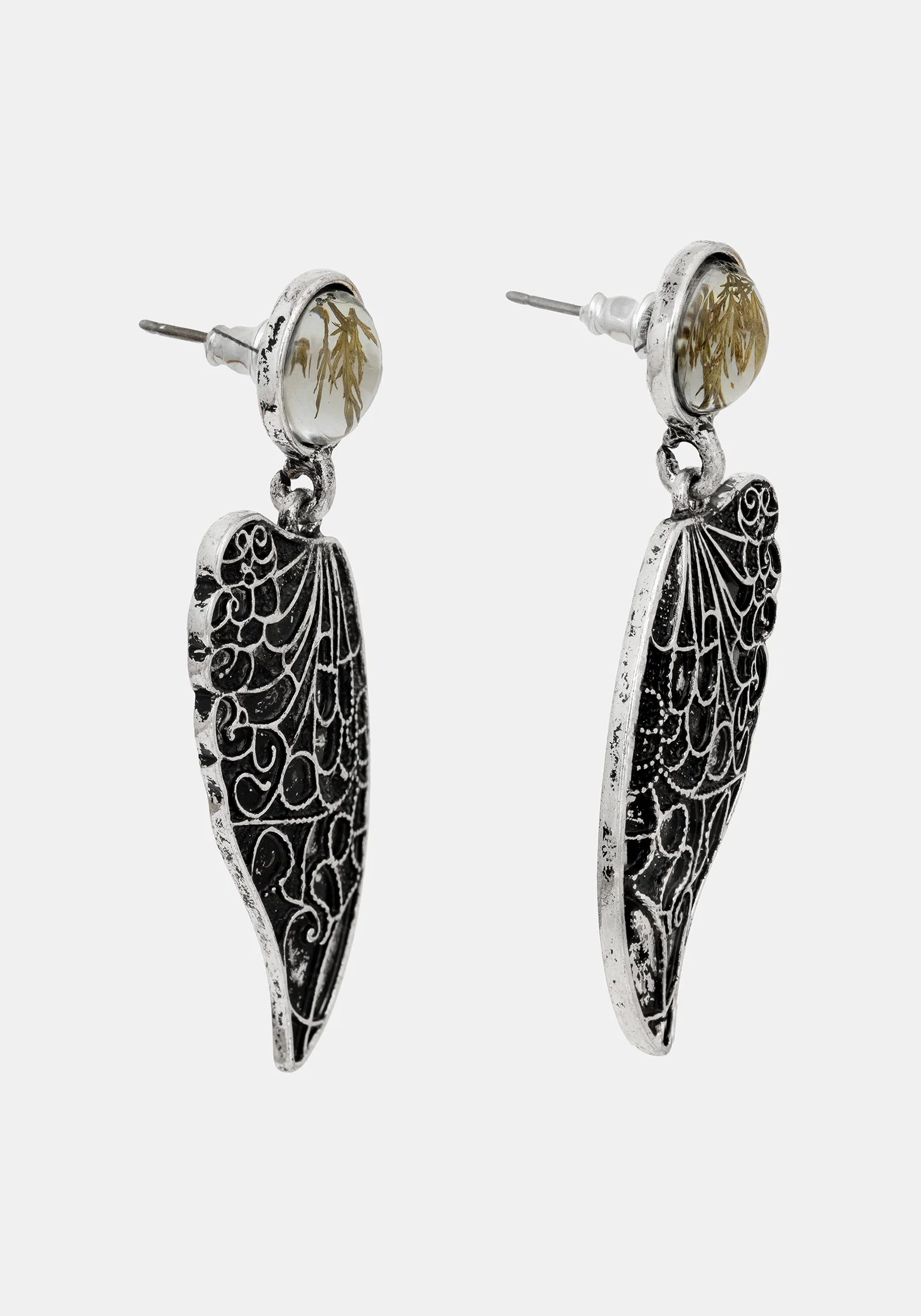 Sylvaine Fairy Wing Trapped Flower Earrings - Image 3