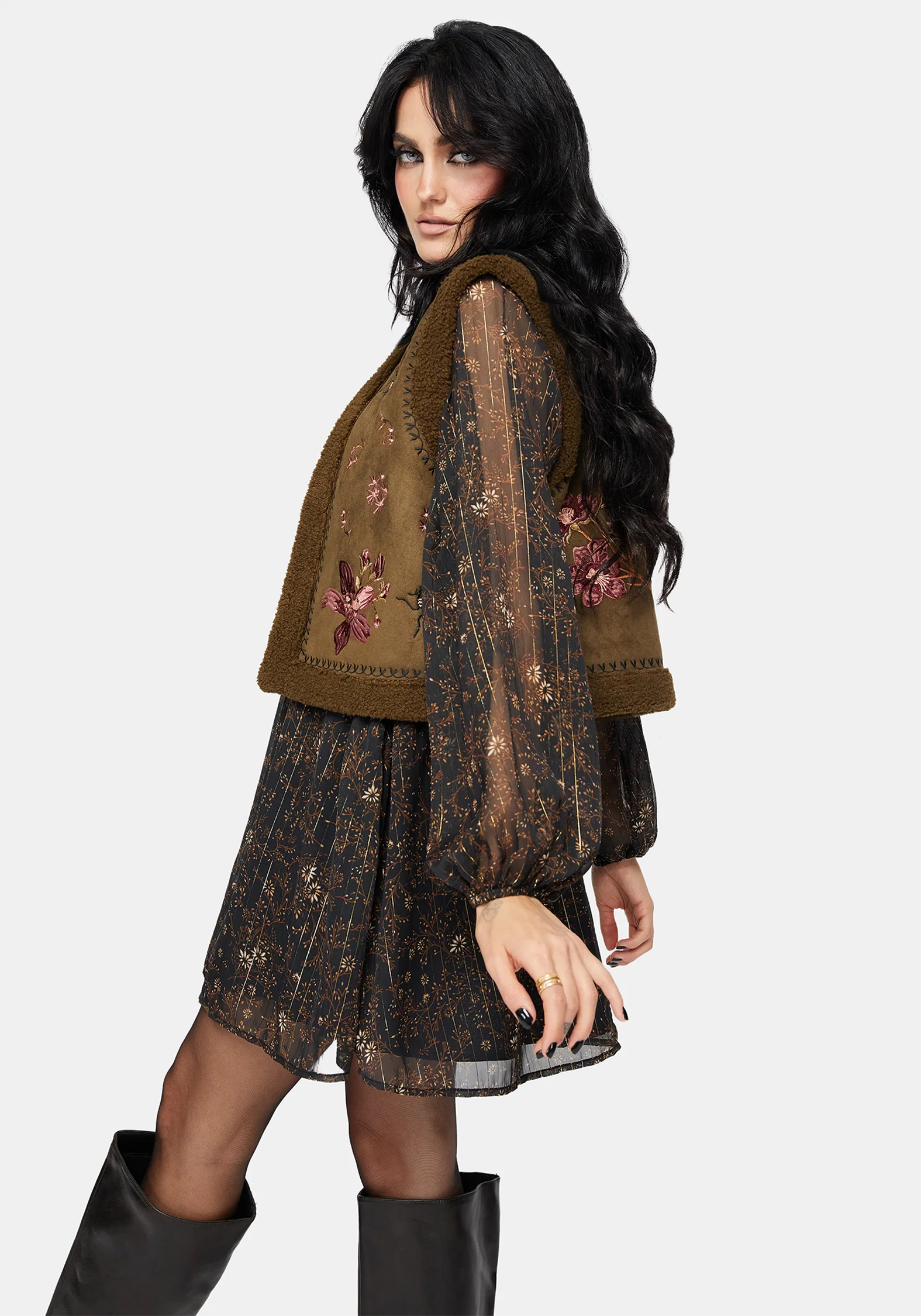 Sylvara Borg Embroidered Bug Gilet - Image 10