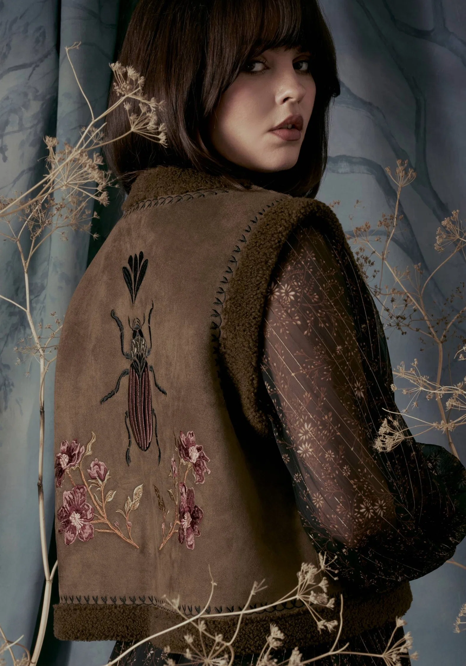 Sylvara Borg Embroidered Bug Gilet - Image 2