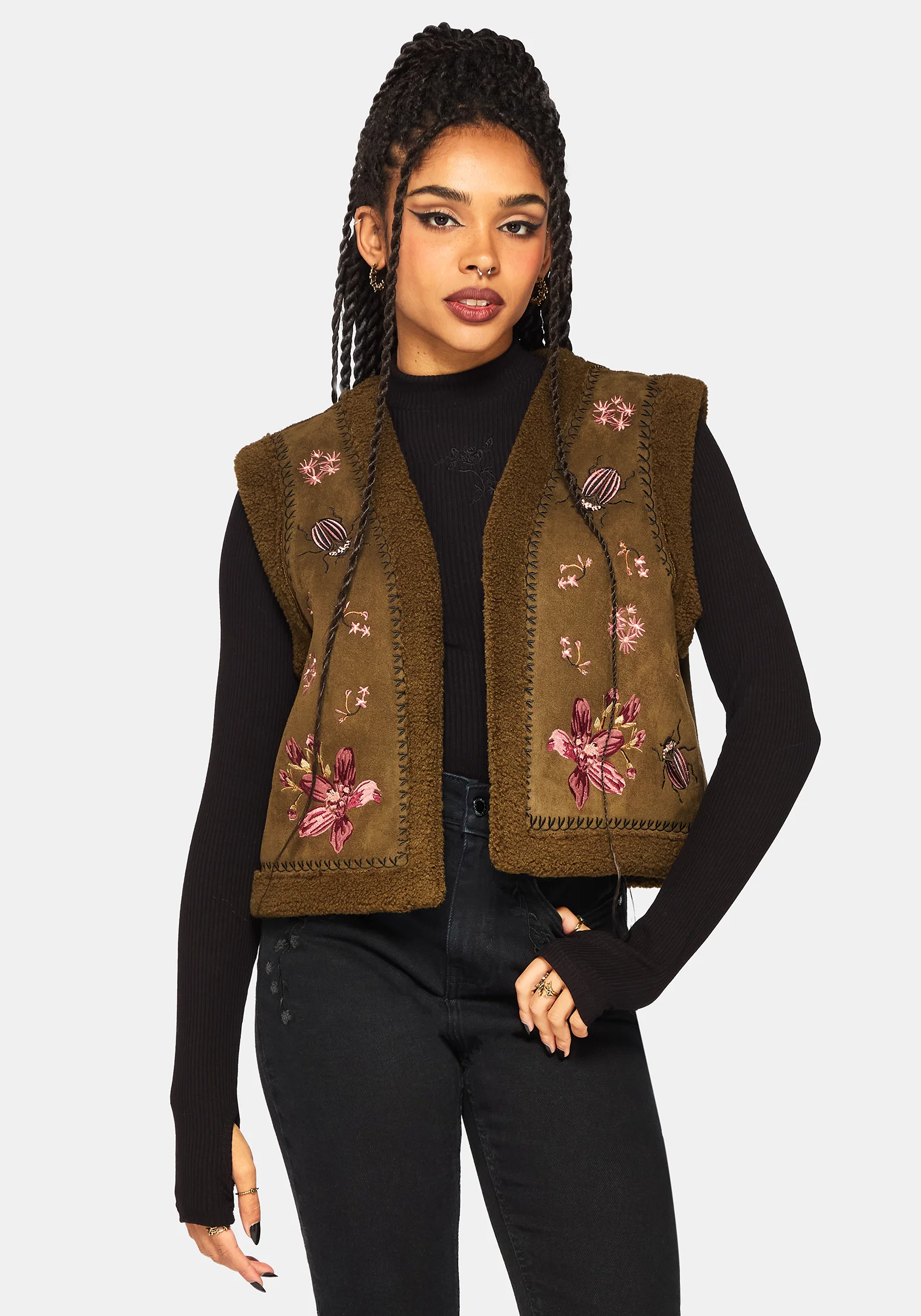 Sylvara Borg Embroidered Bug Gilet - Image 5