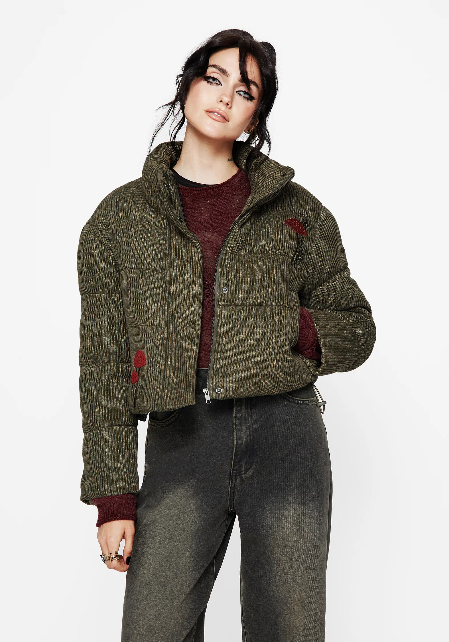 Sylvia Embroidered Knit Bomber Jacket - Image 8