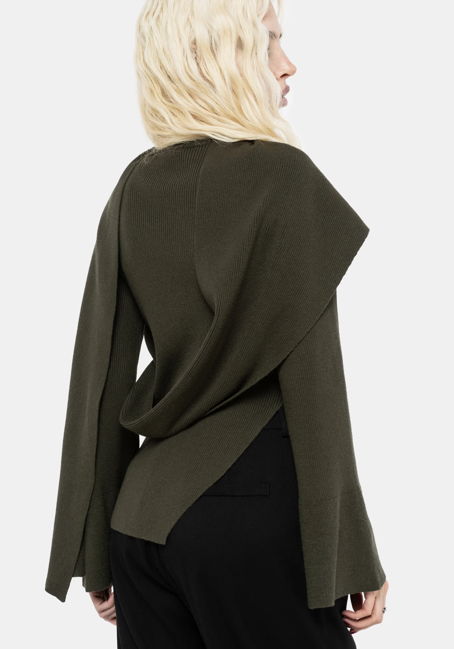 Symphony Scarf Cape Flare Knit Top - Image 3