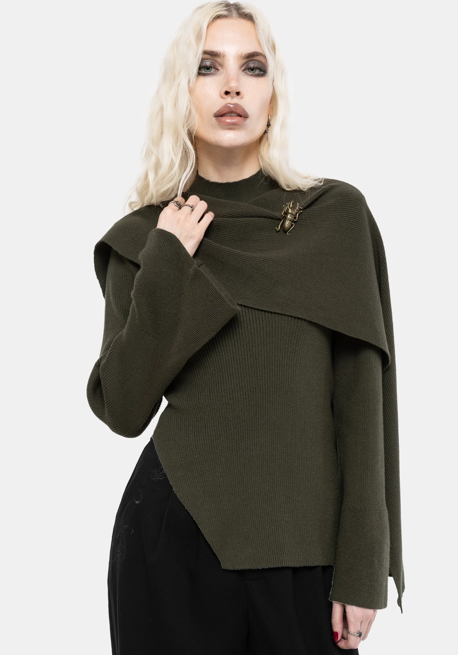 Symphony Scarf Cape Flare Knit Top - Image 5