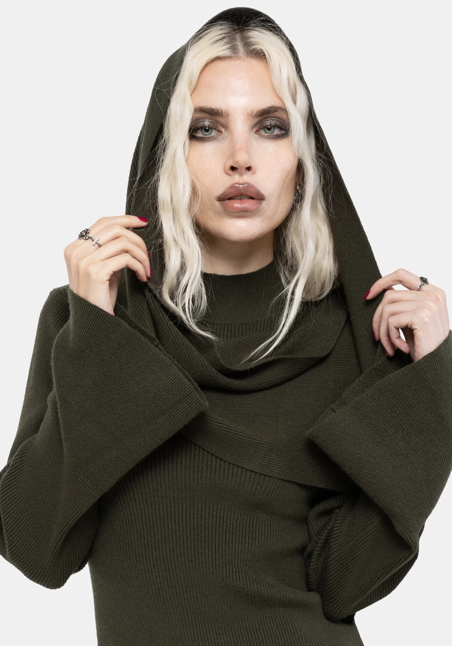 Symphony Scarf Cape Flare Knit Top - Image 7