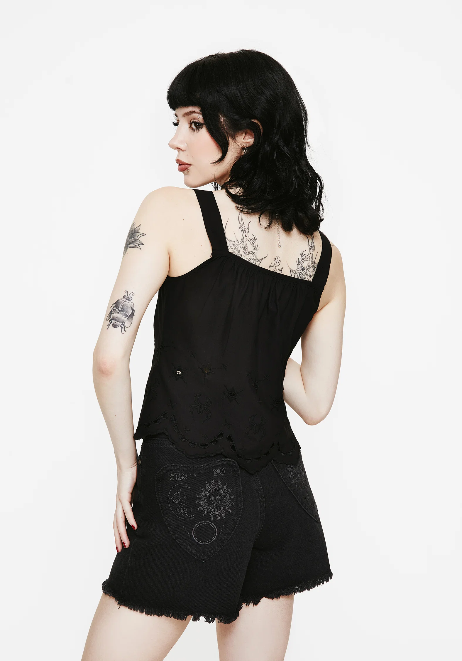 Synthweb Cotton Broderie Hem Cami Top - Image 3