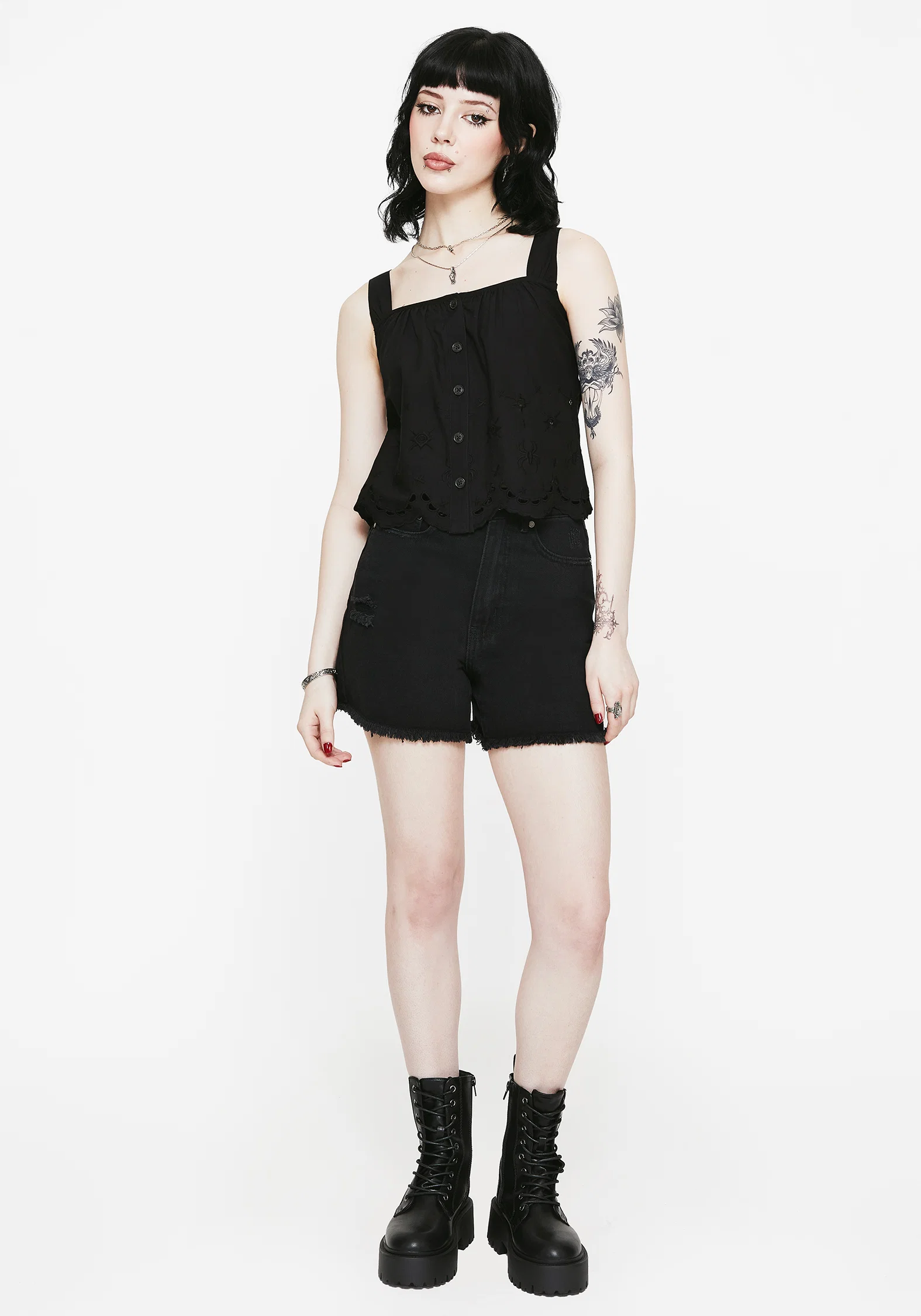 Synthweb Cotton Broderie Hem Cami Top - Image 4