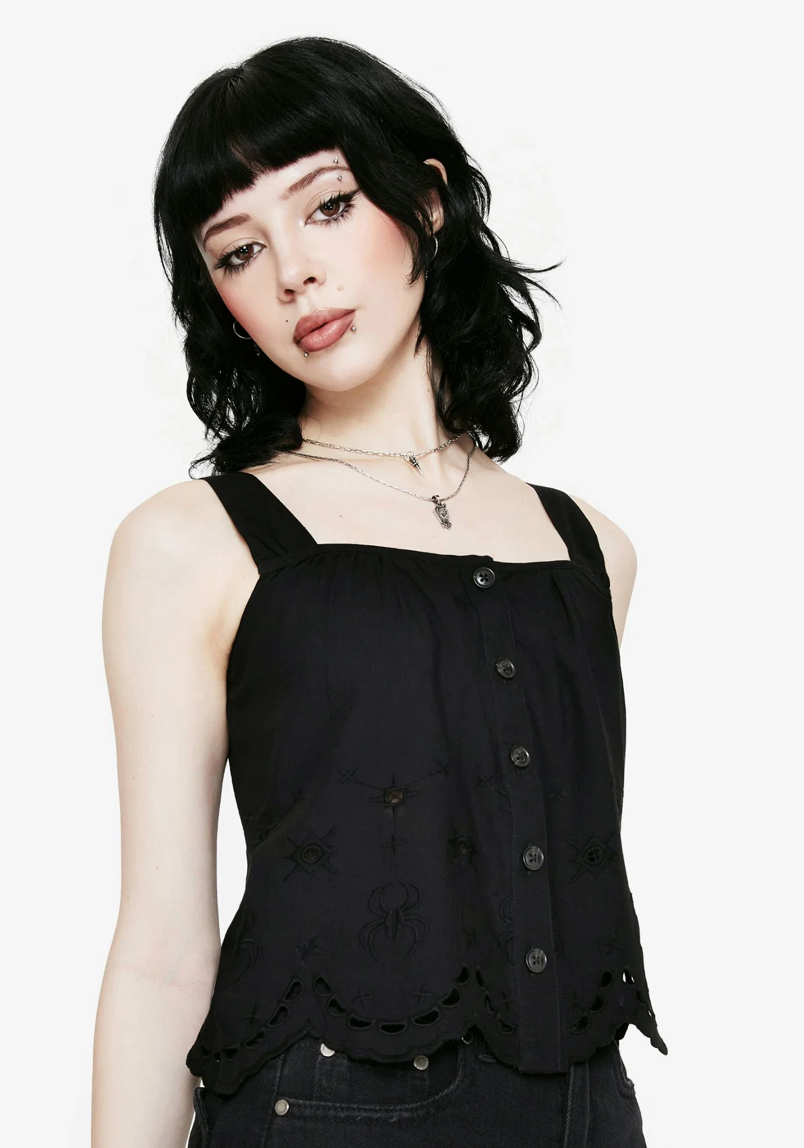 Synthweb Cotton Broderie Hem Cami Top - Image 7