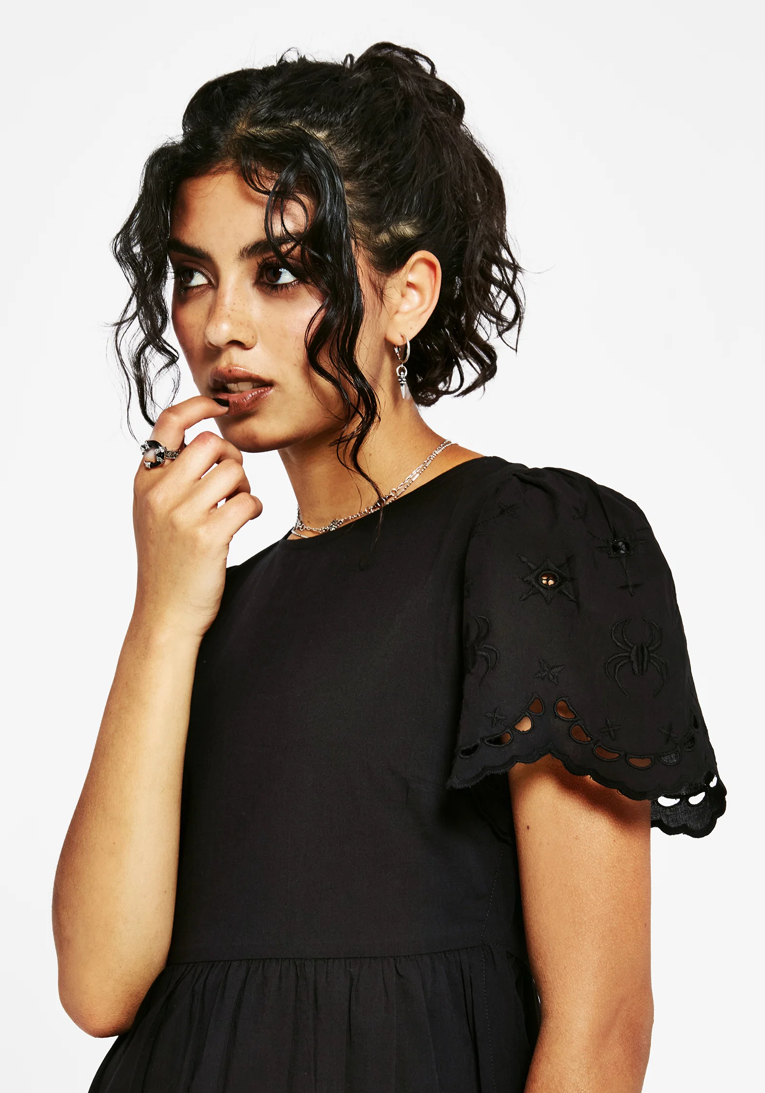 Synthweb Cotton Broderie Hem Midaxi Dress - Image 2