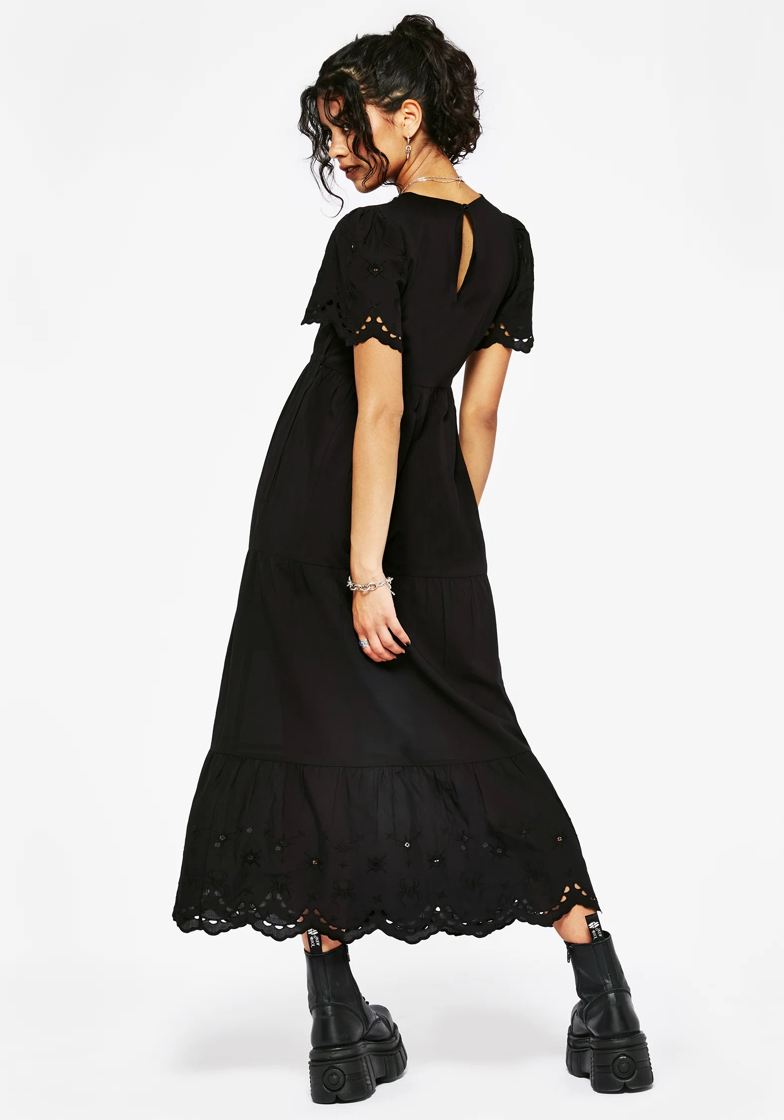 Synthweb Cotton Broderie Hem Midaxi Dress - Image 3