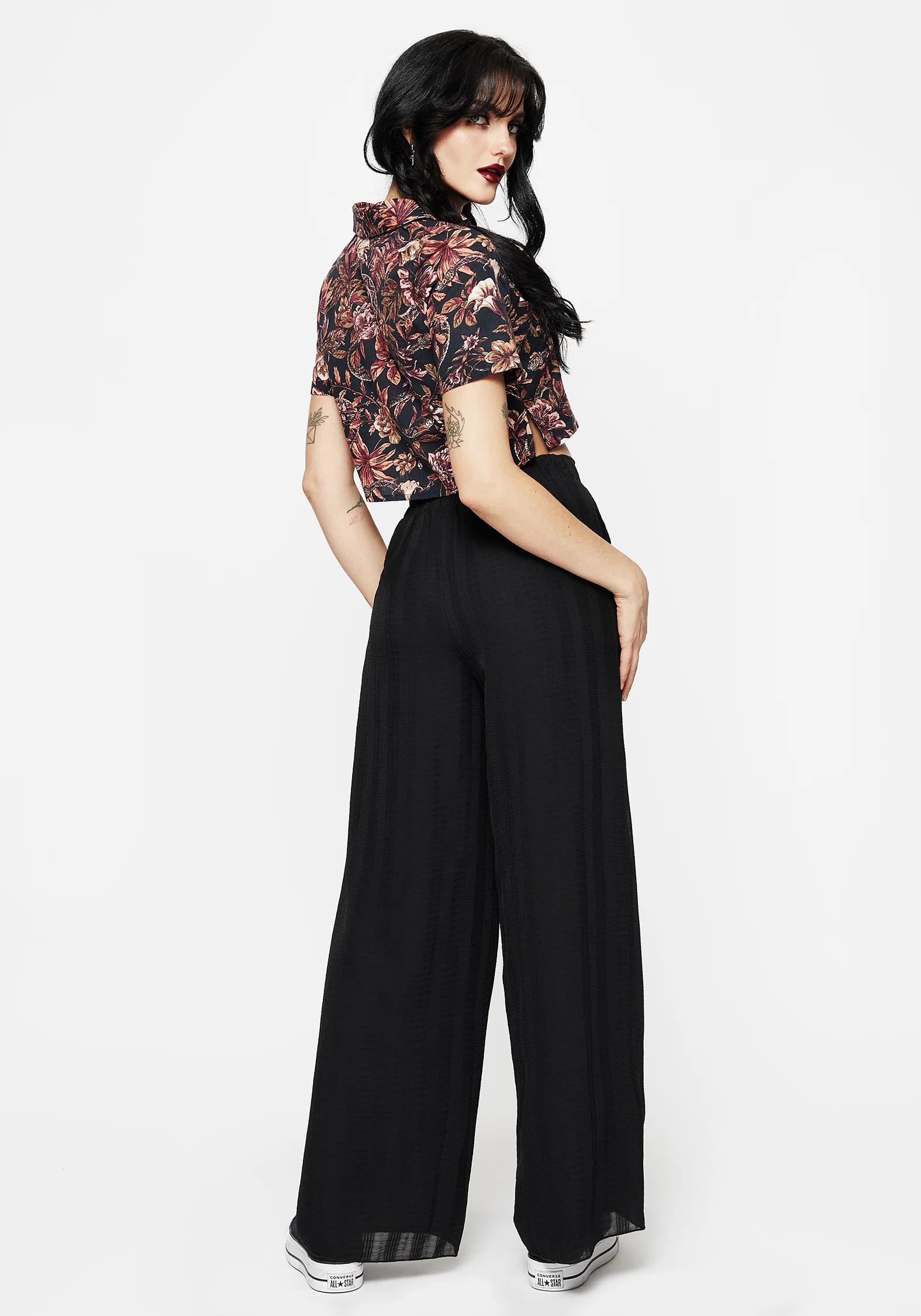 Tabitha Wide Leg Check Trousers - Image 3