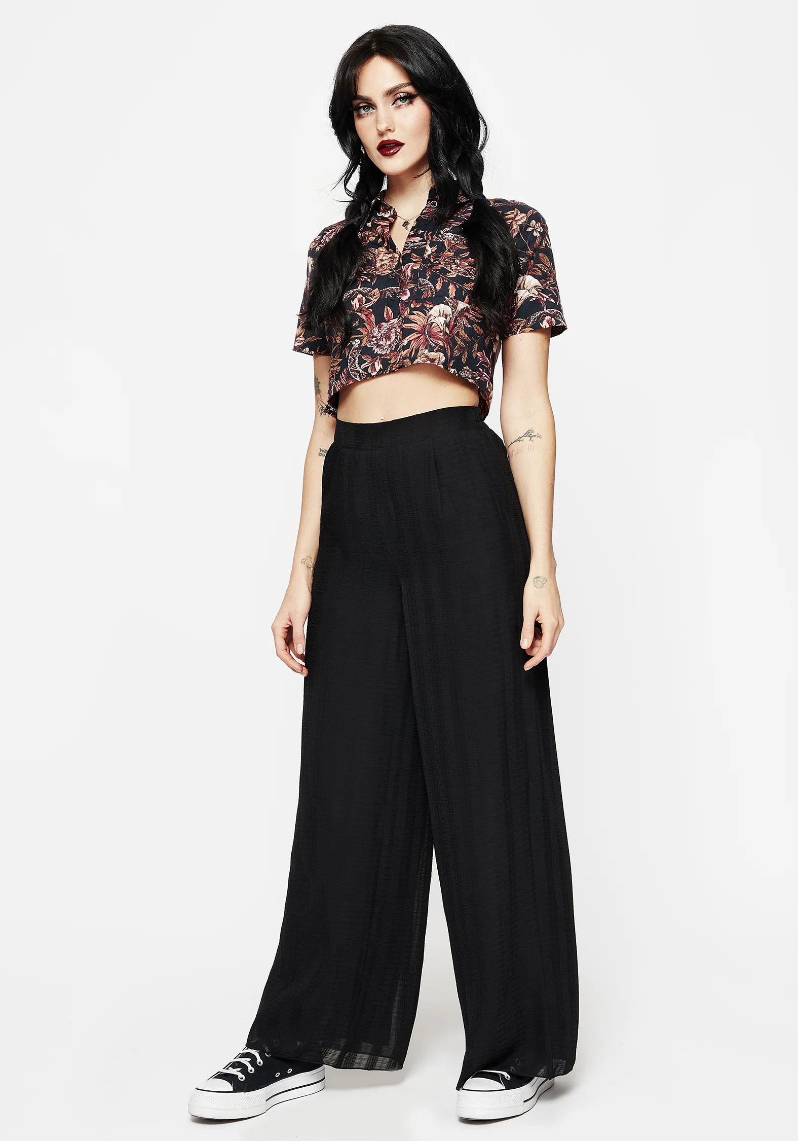 Tabitha Wide Leg Check Trousers - Image 4