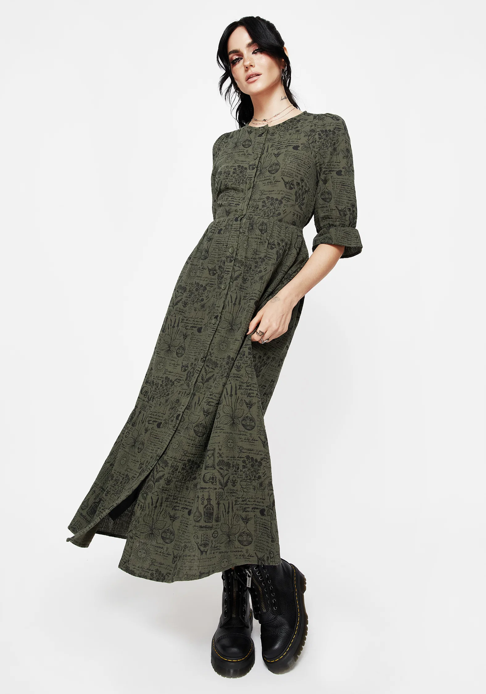 Taddea Cotton Button Up Midaxi Dress - Image 7