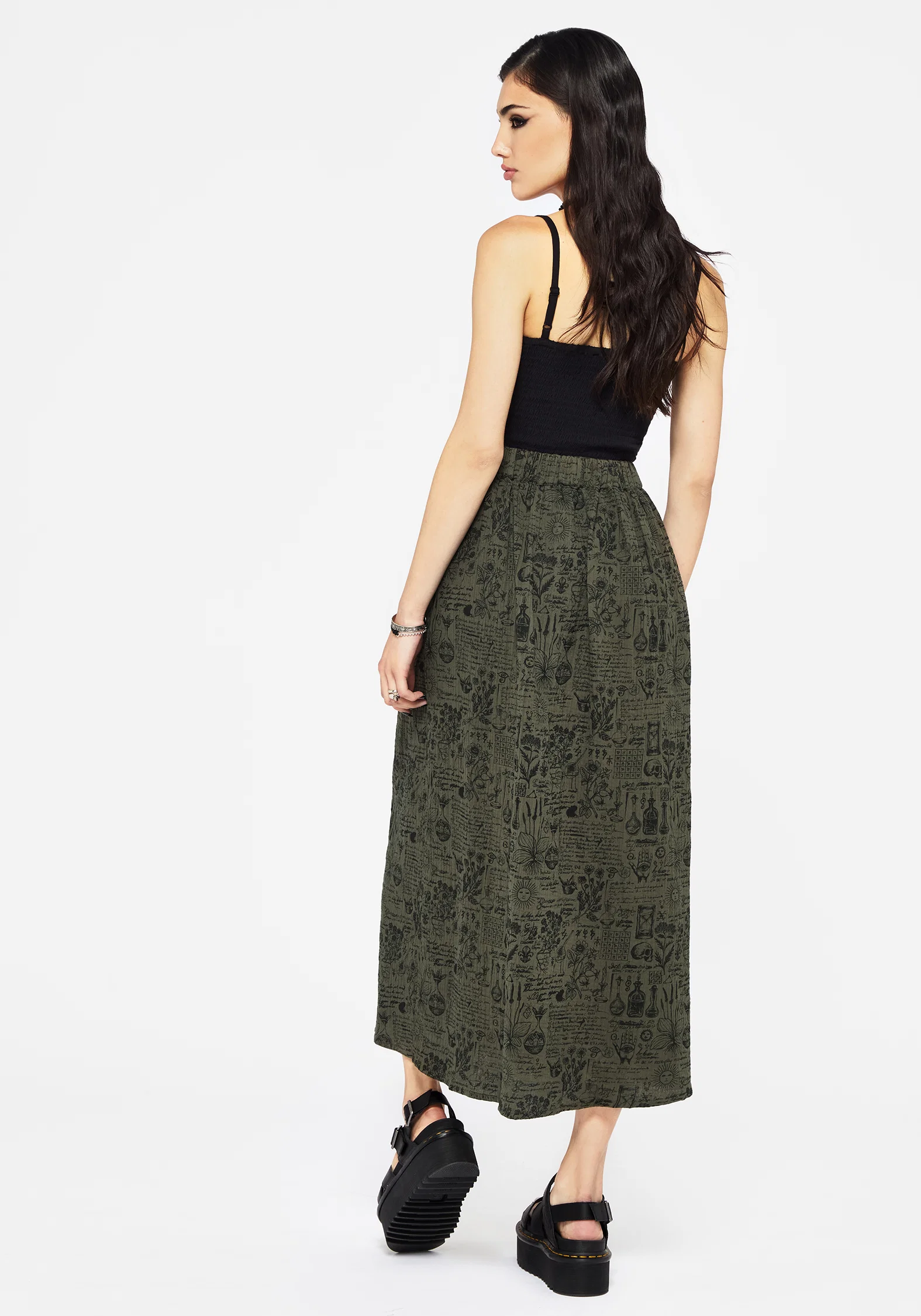 Taddea Cotton Side Button Up Maxi Skirt - Image 3