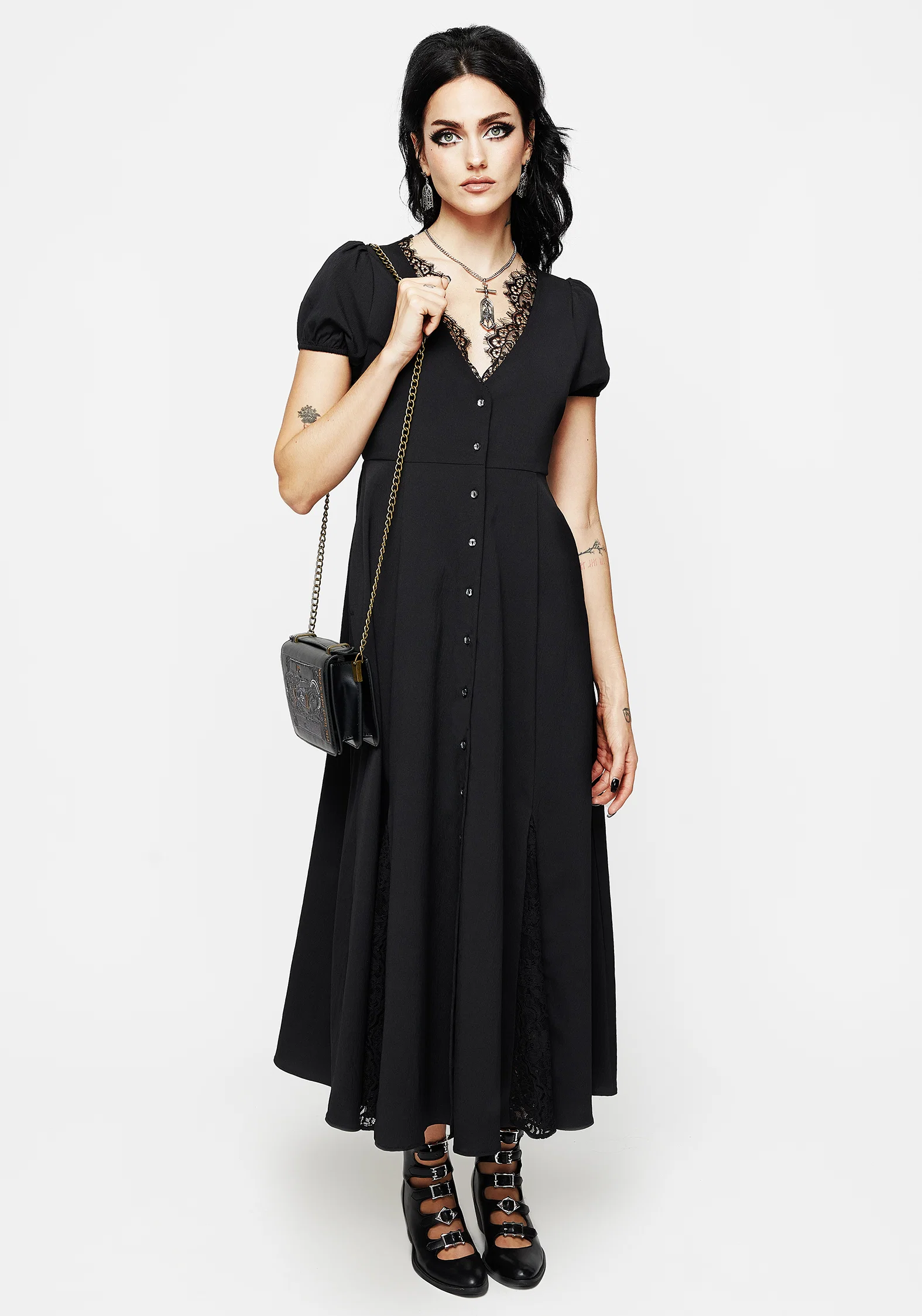 Taissa Floral Lace Button Up Midaxi Dress - Image 3