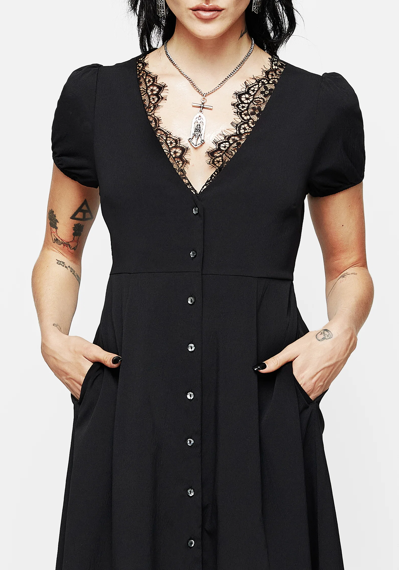 Taissa Floral Lace Button Up Midaxi Dress - Image 6