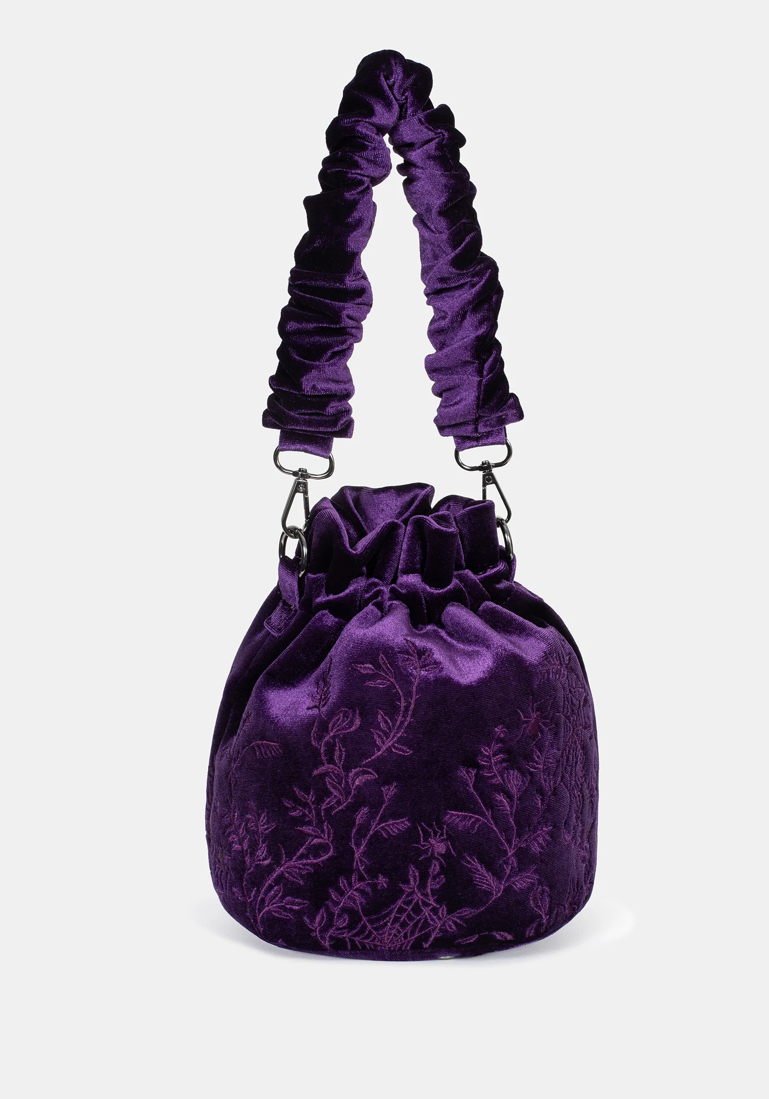 Tamsin Purple Velvet Bucket Bag - Image 4