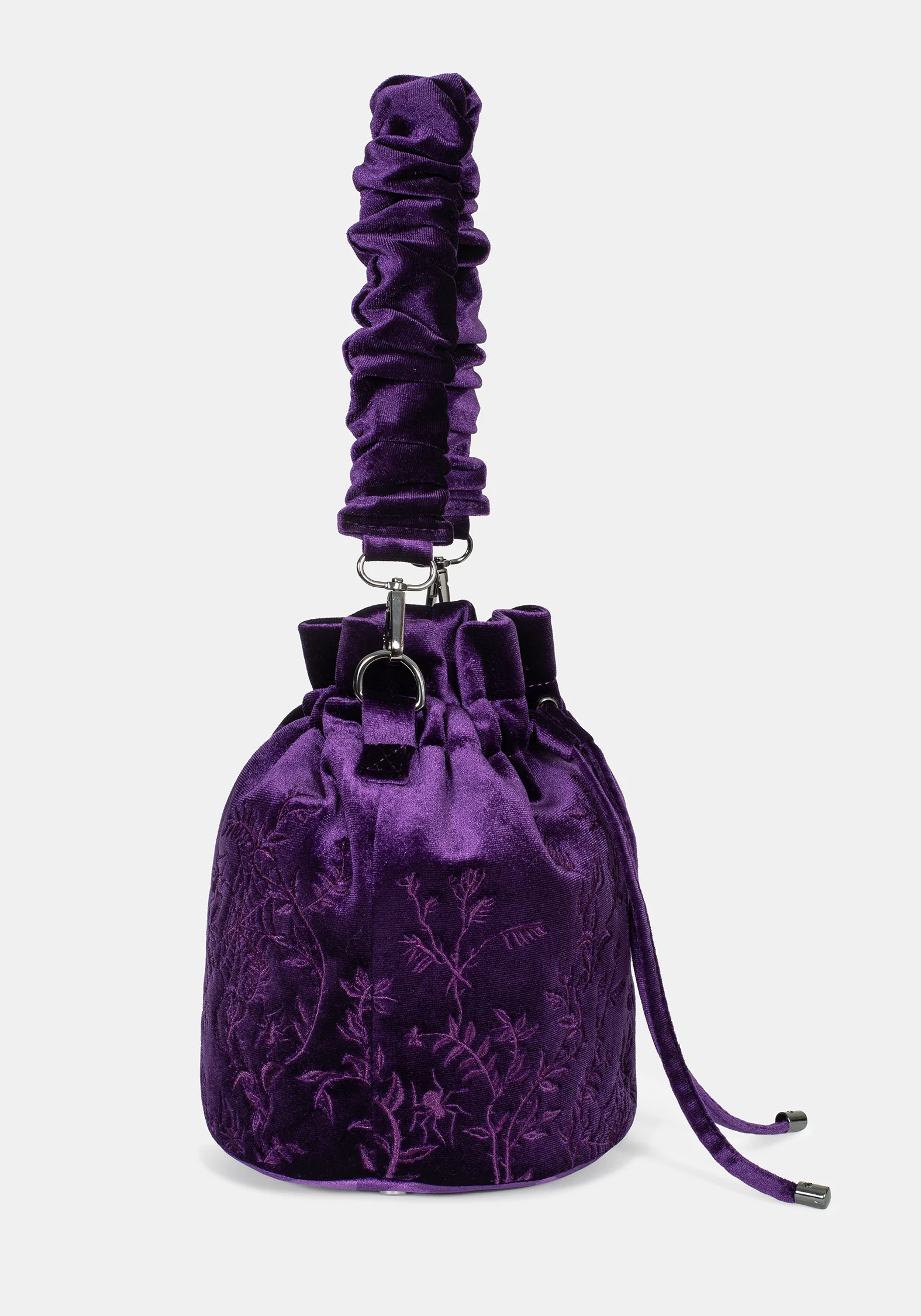 Tamsin Purple Velvet Bucket Bag - Image 5