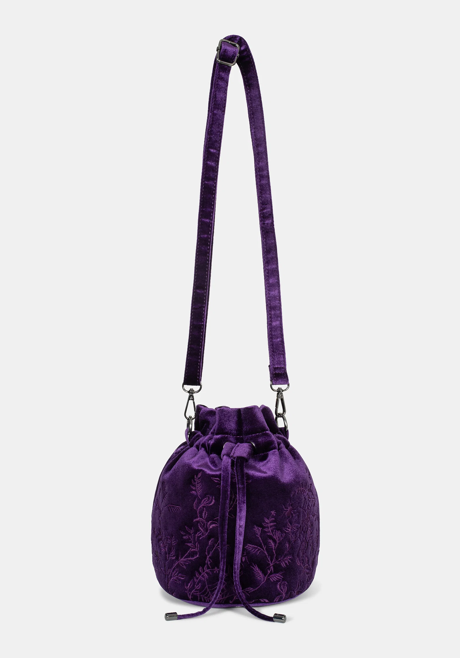 Tamsin Purple Velvet Bucket Bag - Image 9