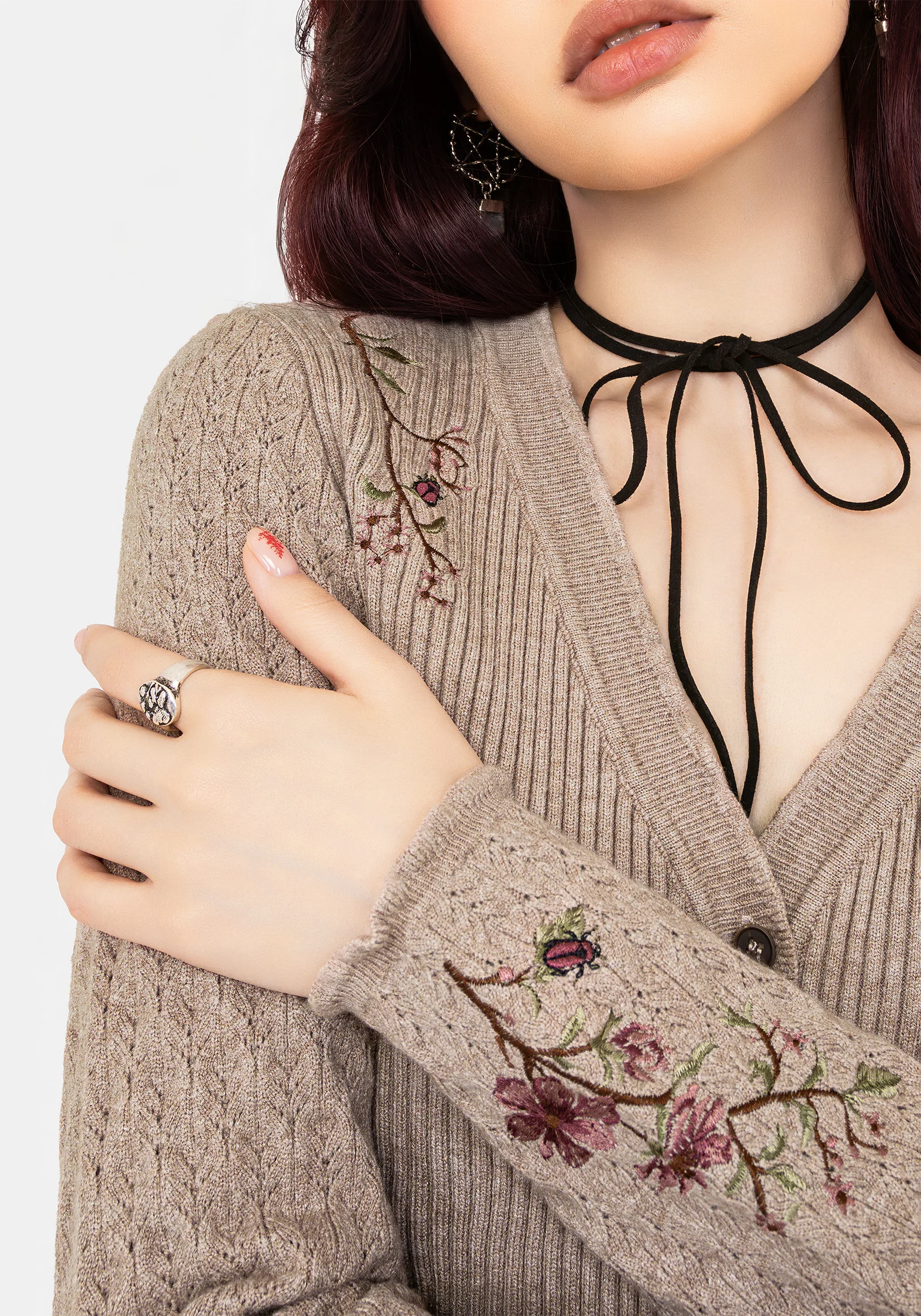 Tantra Floral Beetle Embroidered Cardigan - Image 2