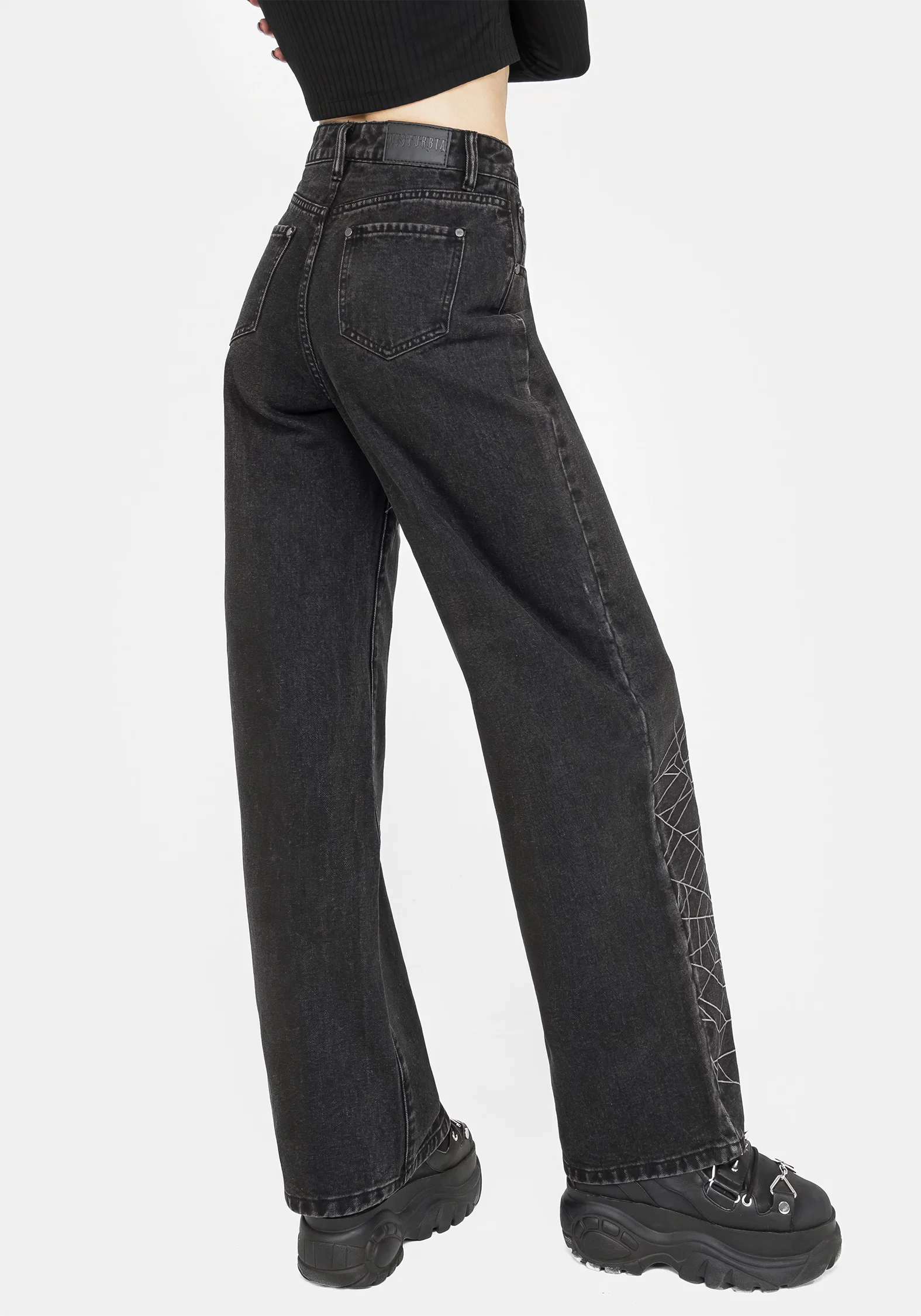 Tarantism Embroidered Wide Leg Jeans - Image 3
