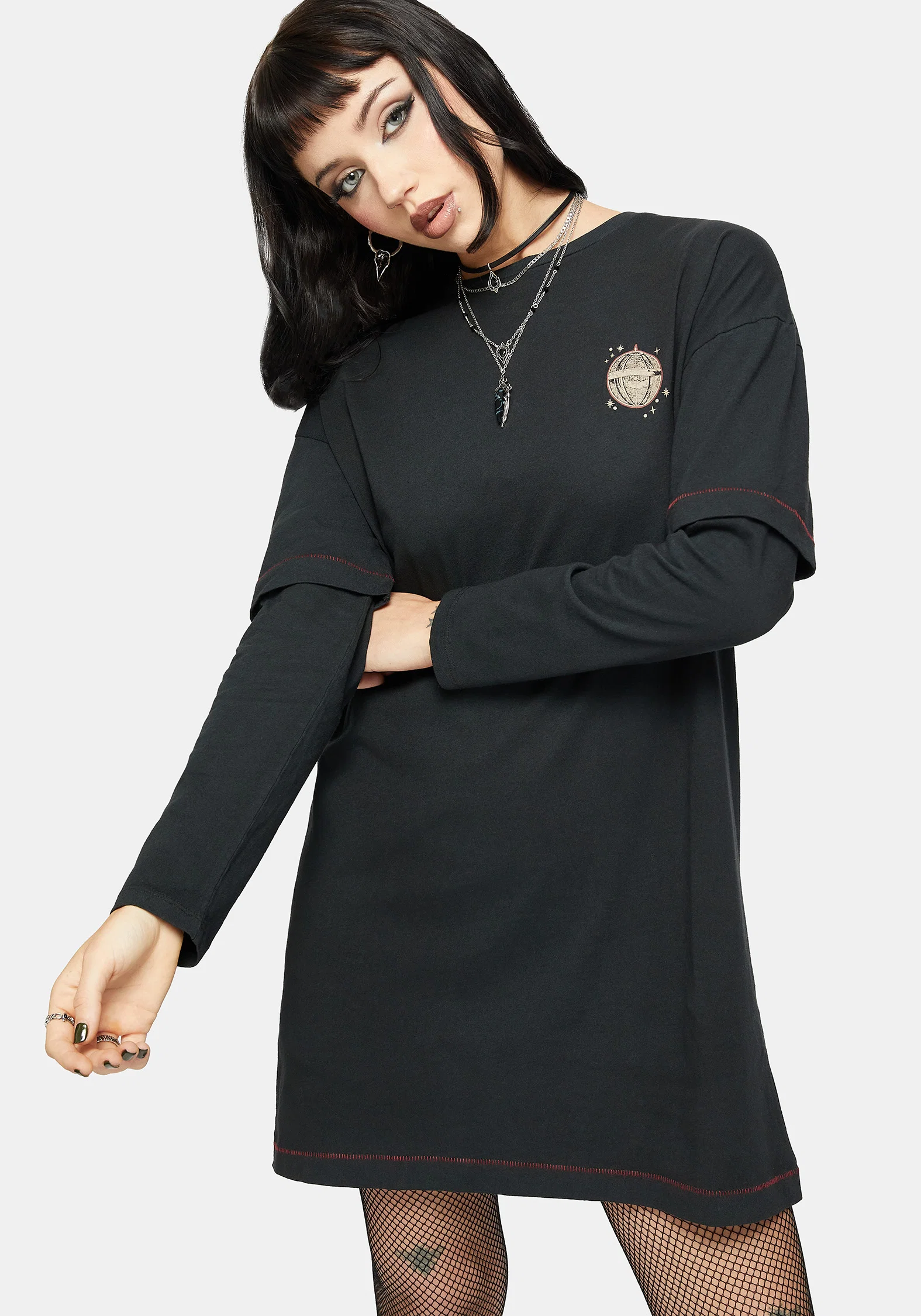 Temperance Tarot Graphic Long Sleeve Tee Dress - Image 3