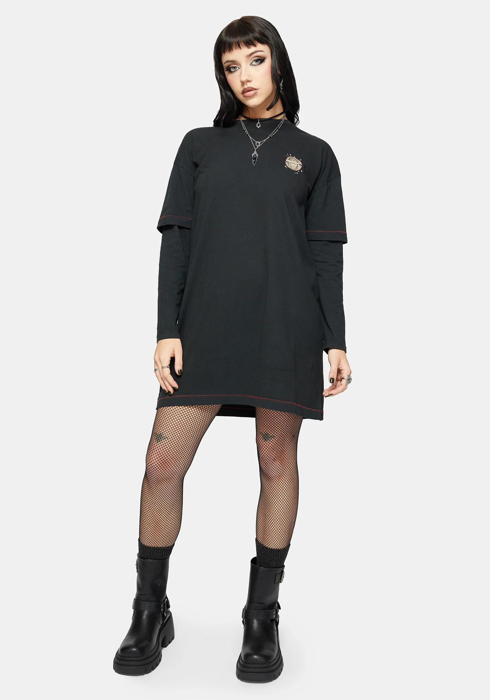 Temperance Tarot Graphic Long Sleeve Tee Dress - Image 5