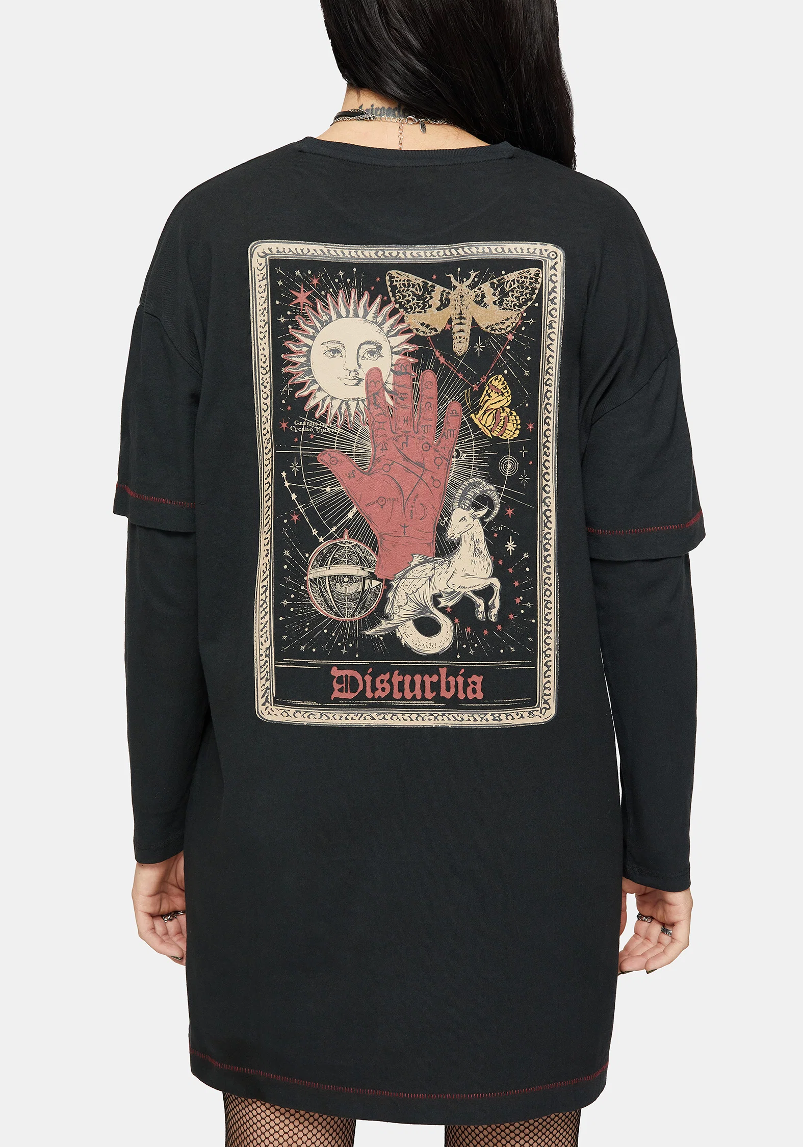 Temperance Tarot Graphic Long Sleeve Tee Dress - Image 7