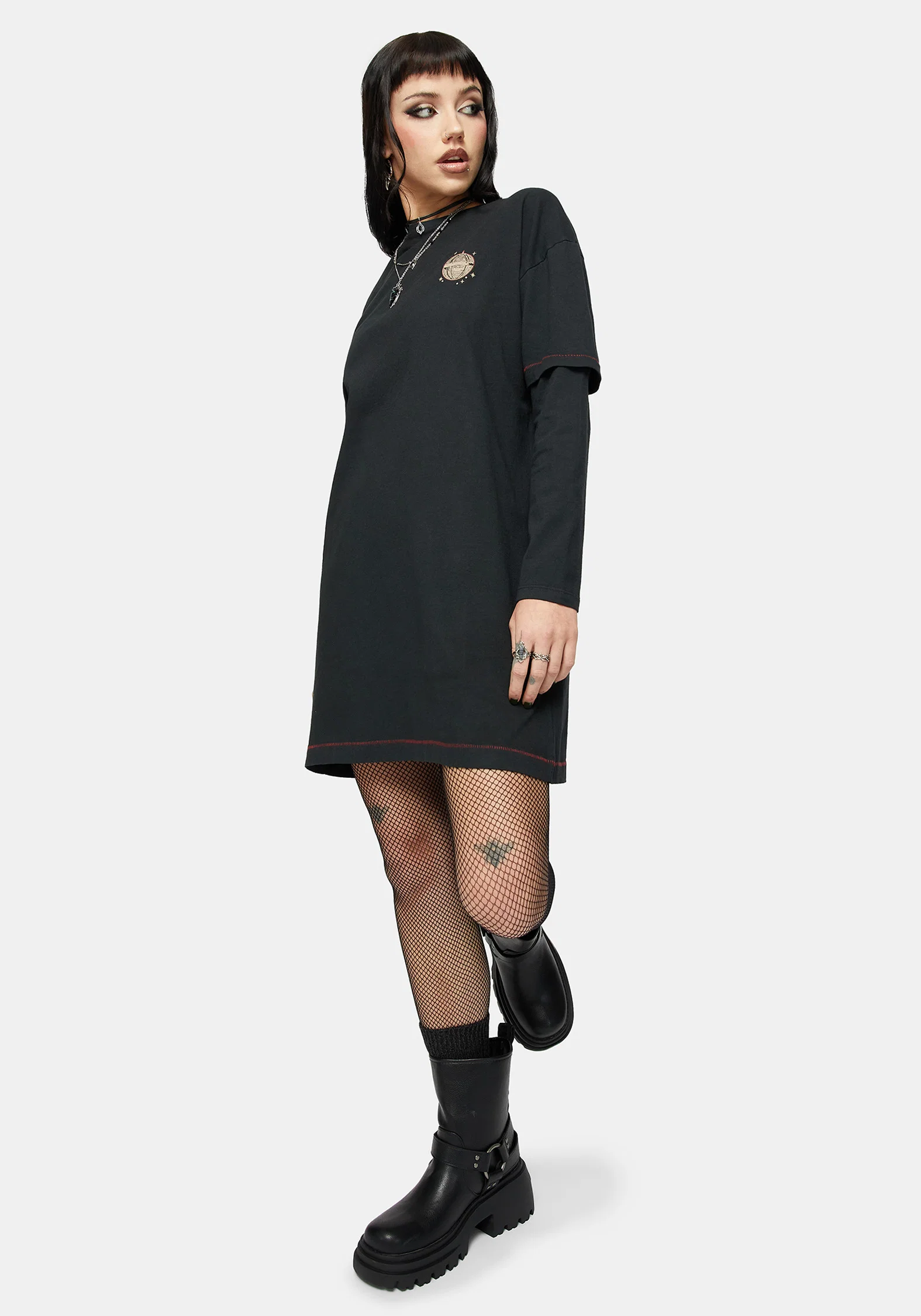 Temperance Tarot Graphic Long Sleeve Tee Dress - Image 8
