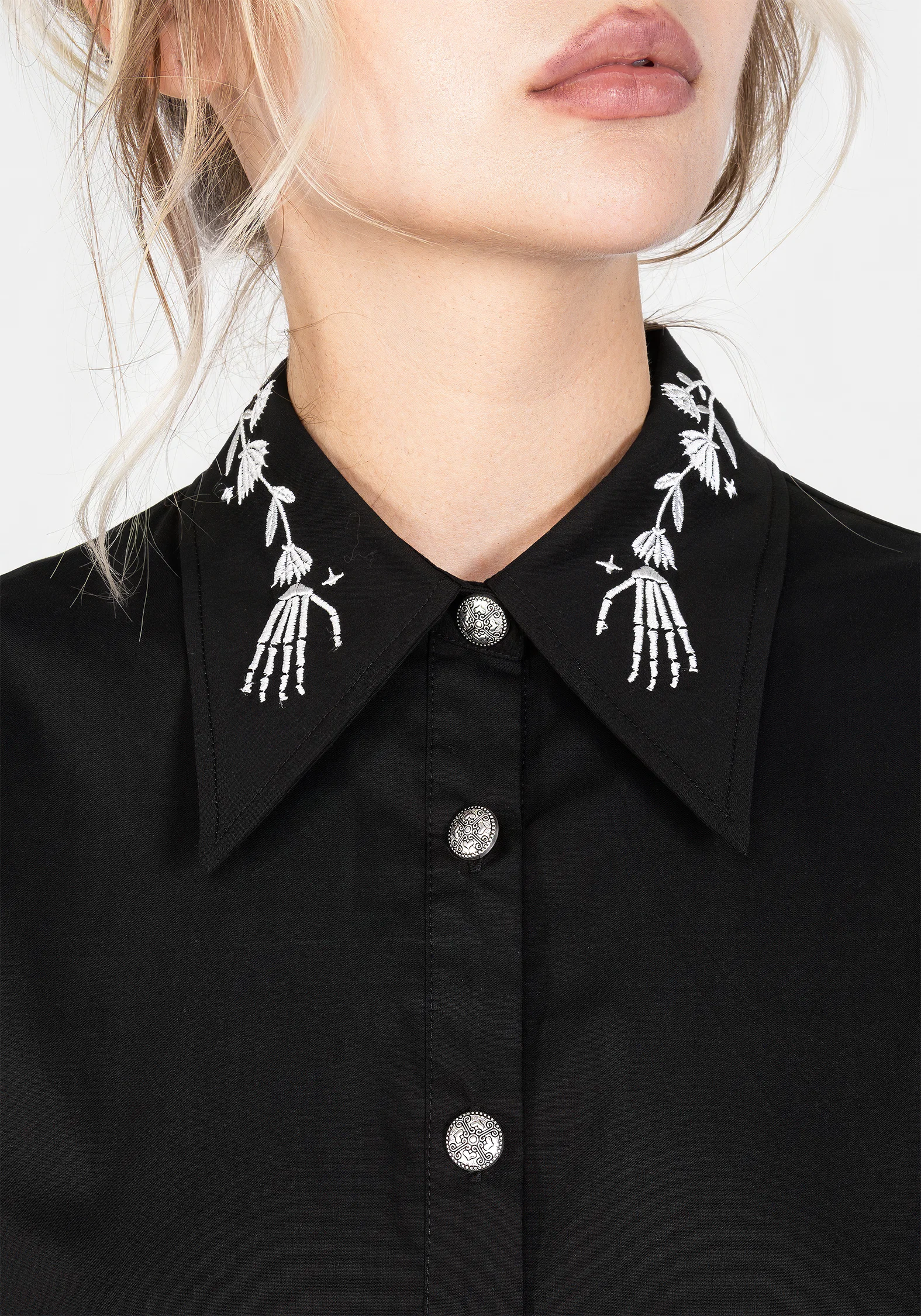 Tempora Embroidered Button Up Shirt - Black - Image 2