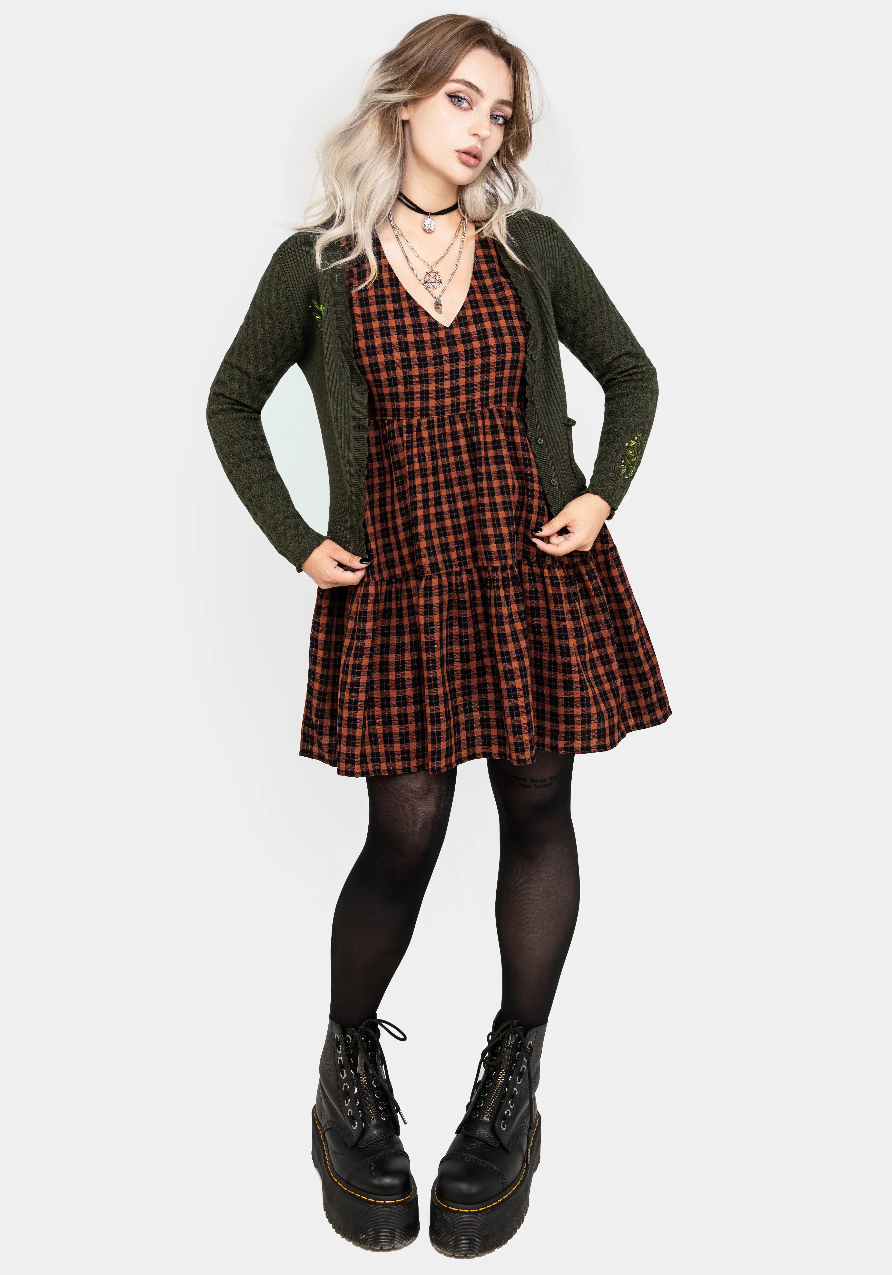 Terra Check Mini Smock Dress - Orange - Image 6