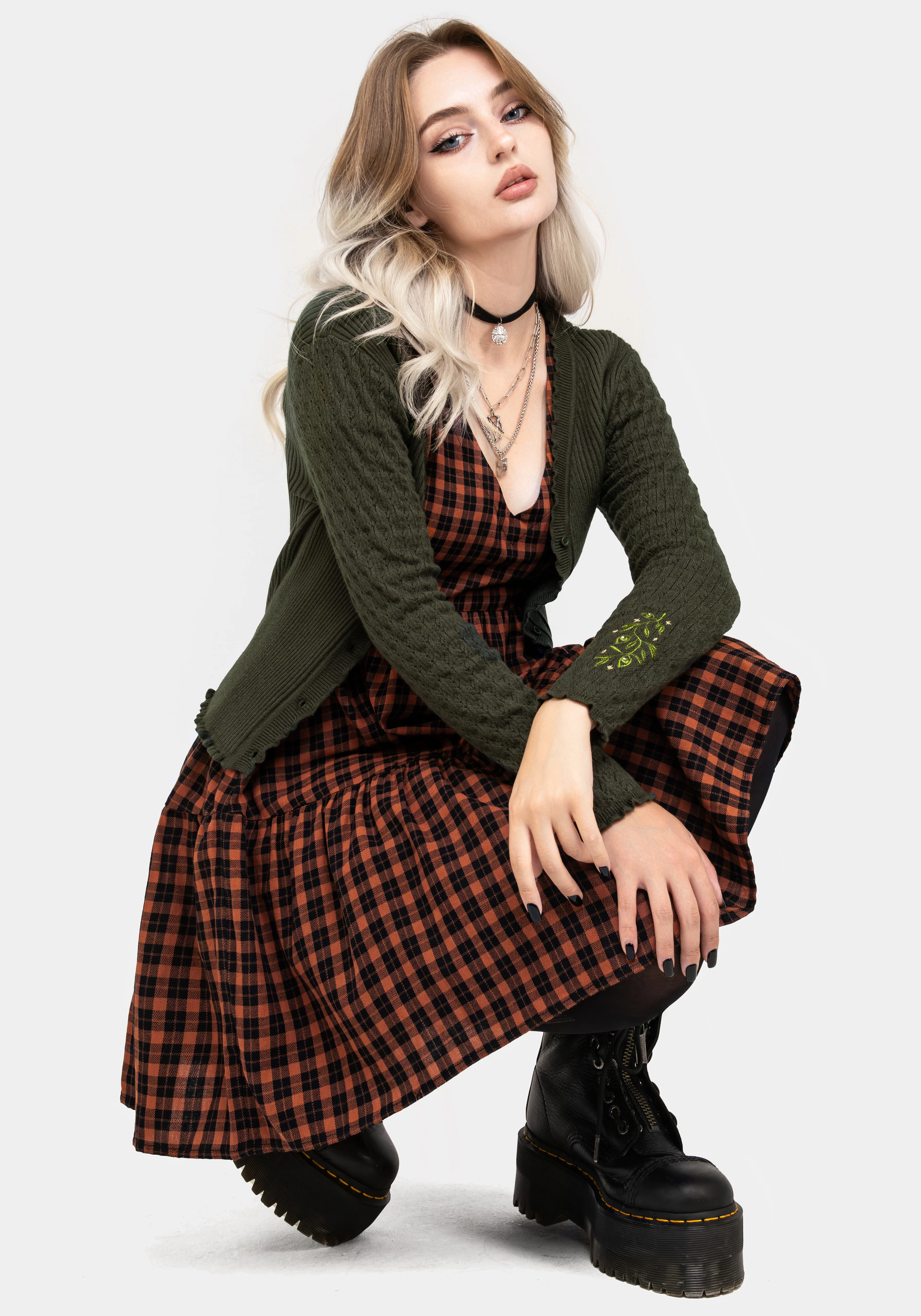 Terra Check Mini Smock Dress - Orange - Image 7