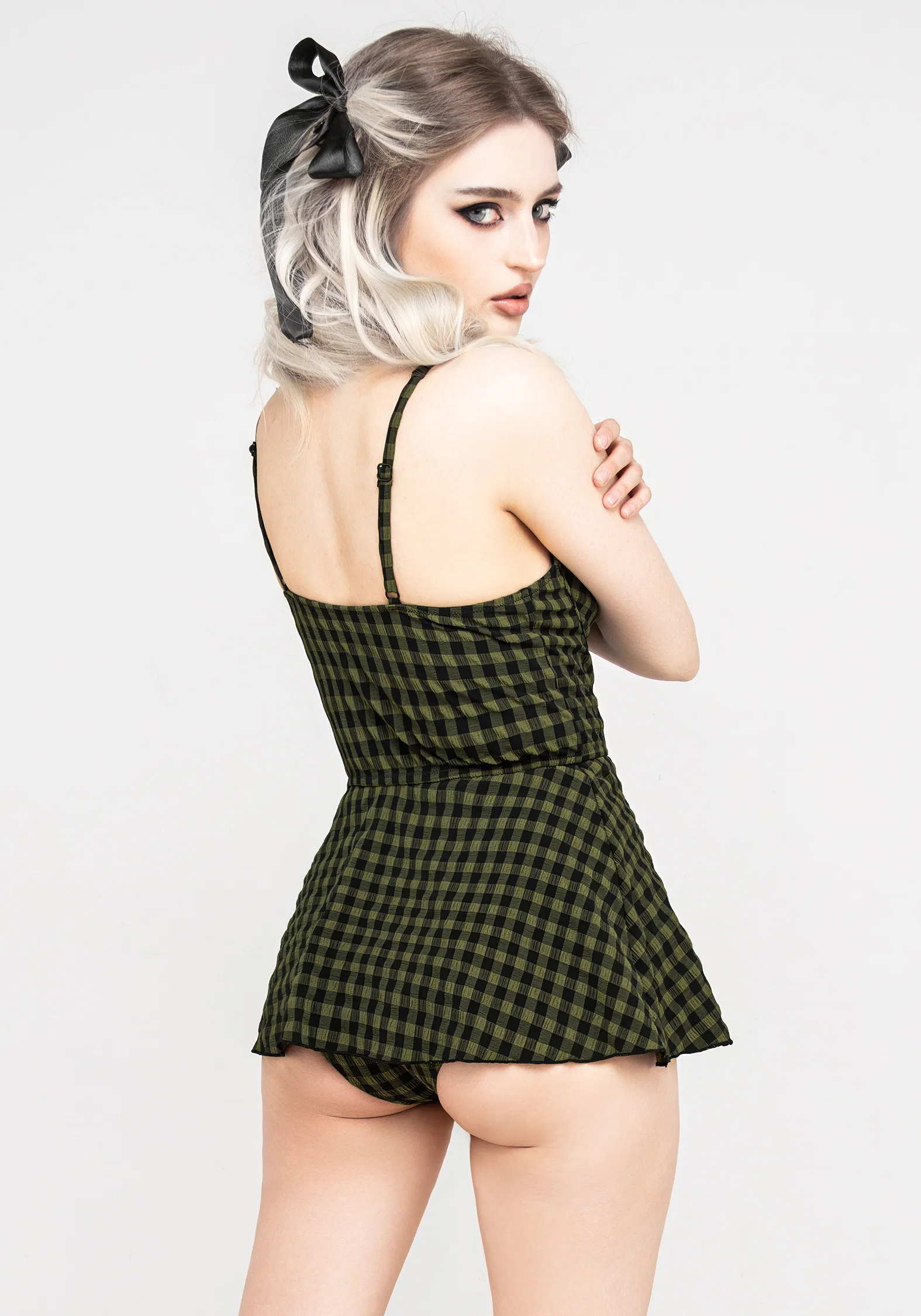 Terra Gingham Peplum Skirted Swimsuit - Image 2