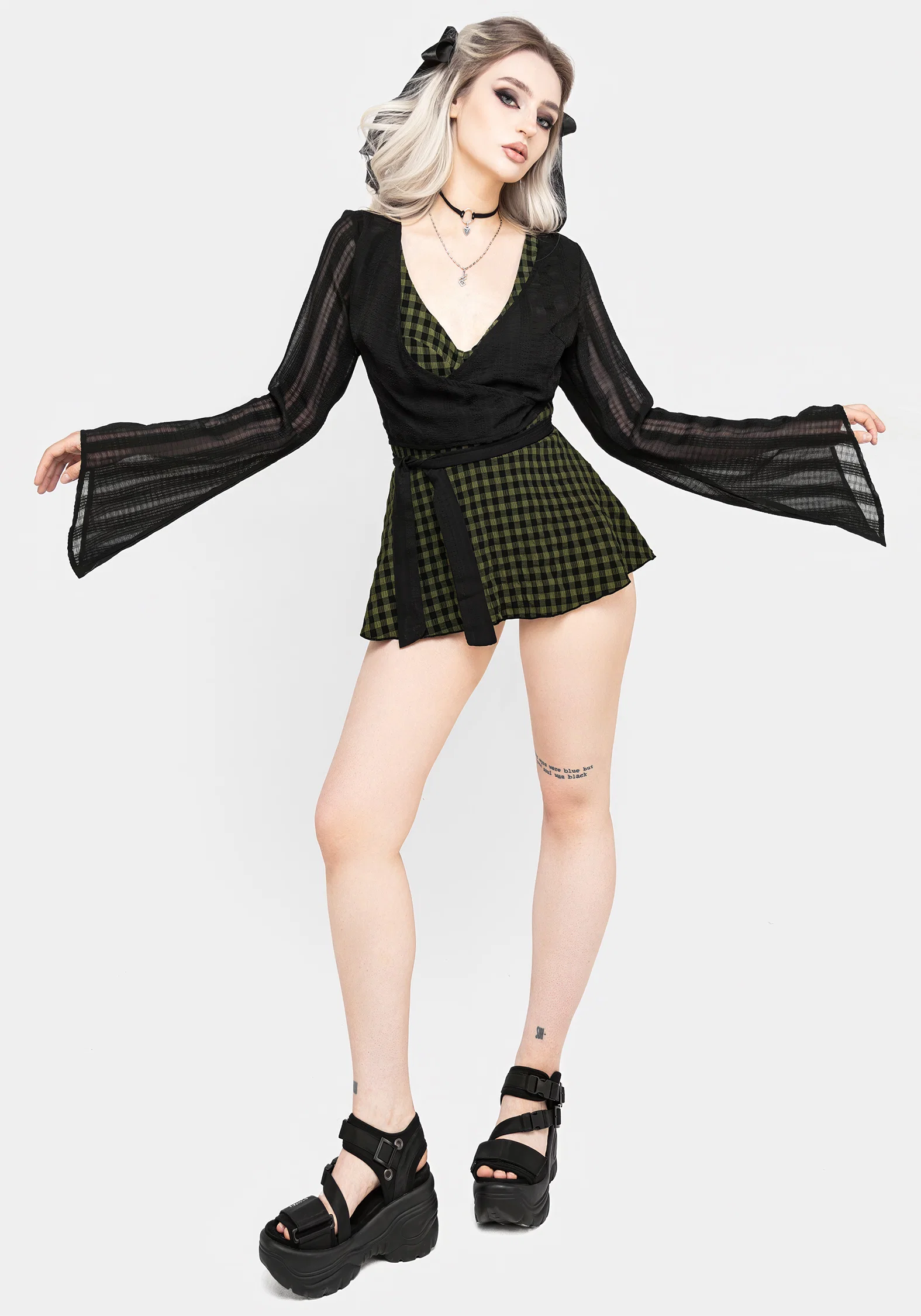 Terra Gingham Peplum Skirted Swimsuit - Image 8